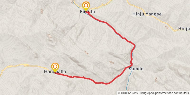Lamayuru to Padum Trek stage 2 Map