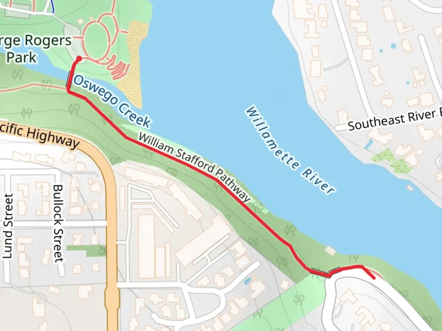 An image depicting the trail Willamette Greenway Trail and its surrounding area.