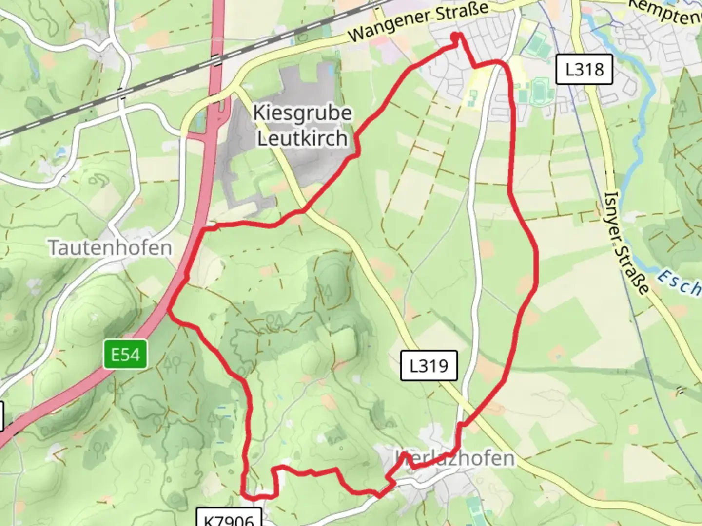An image depicting the trail Herlazhofer Panoramaweg and its surrounding area.