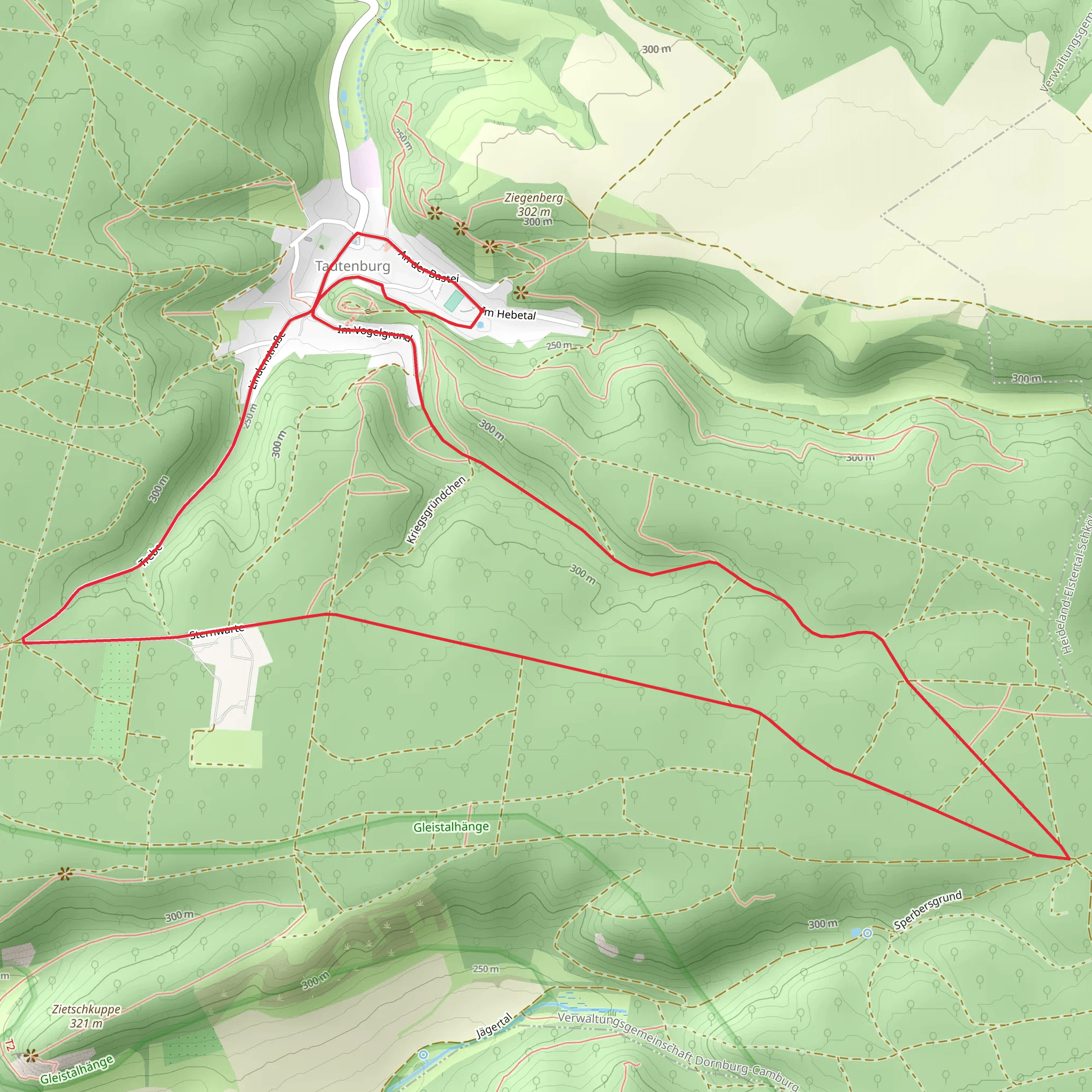 Ruone Tautenburg and Vogelgrund Loop mobile static map