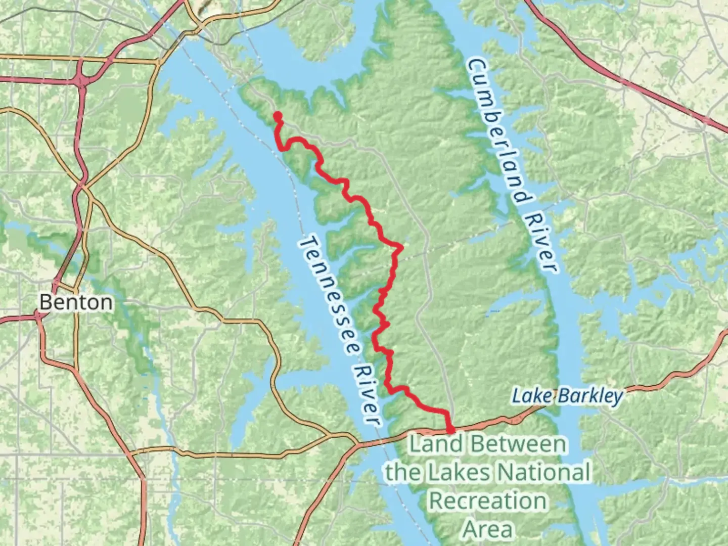 An image depicting the trail North-South Trail from Woodlands Trace National Scenic Byway and its surrounding area.