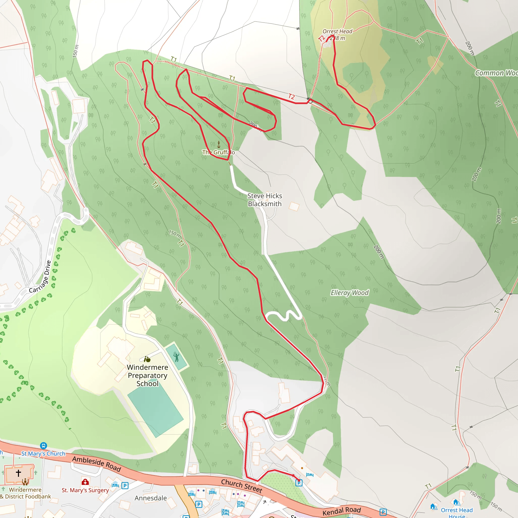 Orrest Head Walk from Windermere mobile static map
