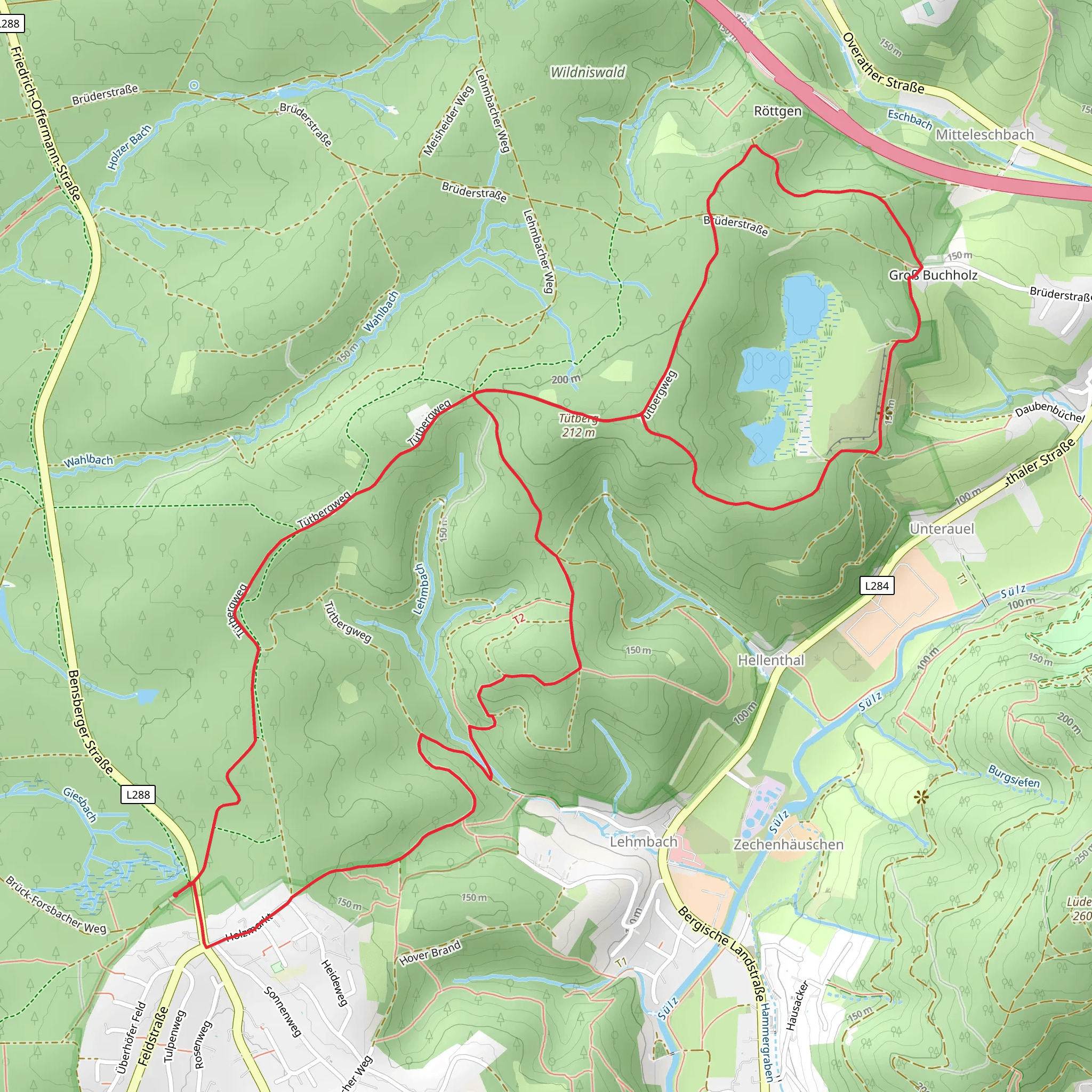 Tuetberg via Bergischer Weg mobile static map