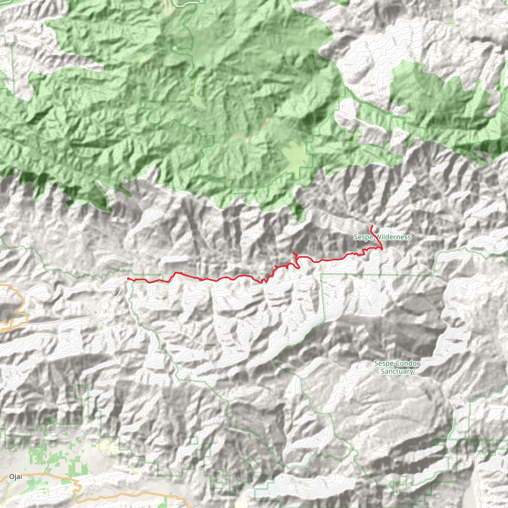 Johnston Ridge Trail and Sespe River Trail mobile static map