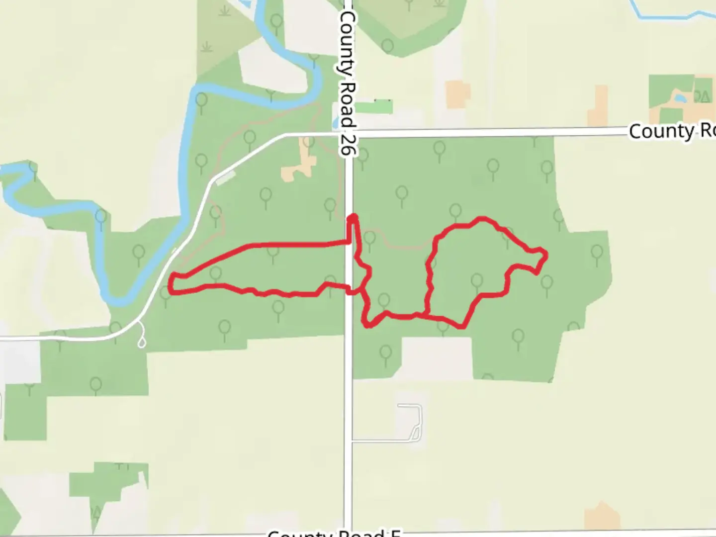 An image depicting the trail Bur Oak and Tuliptree Loop Trail and its surrounding area.