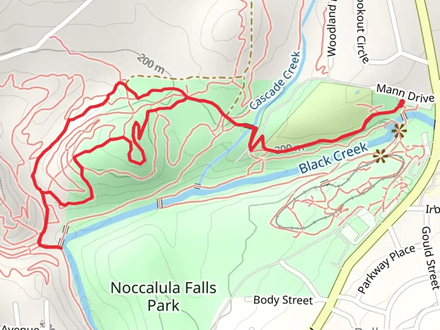 An image depicting the trail Black Creek, Whatley and Jeep Hill Loop Trail and its surrounding area.