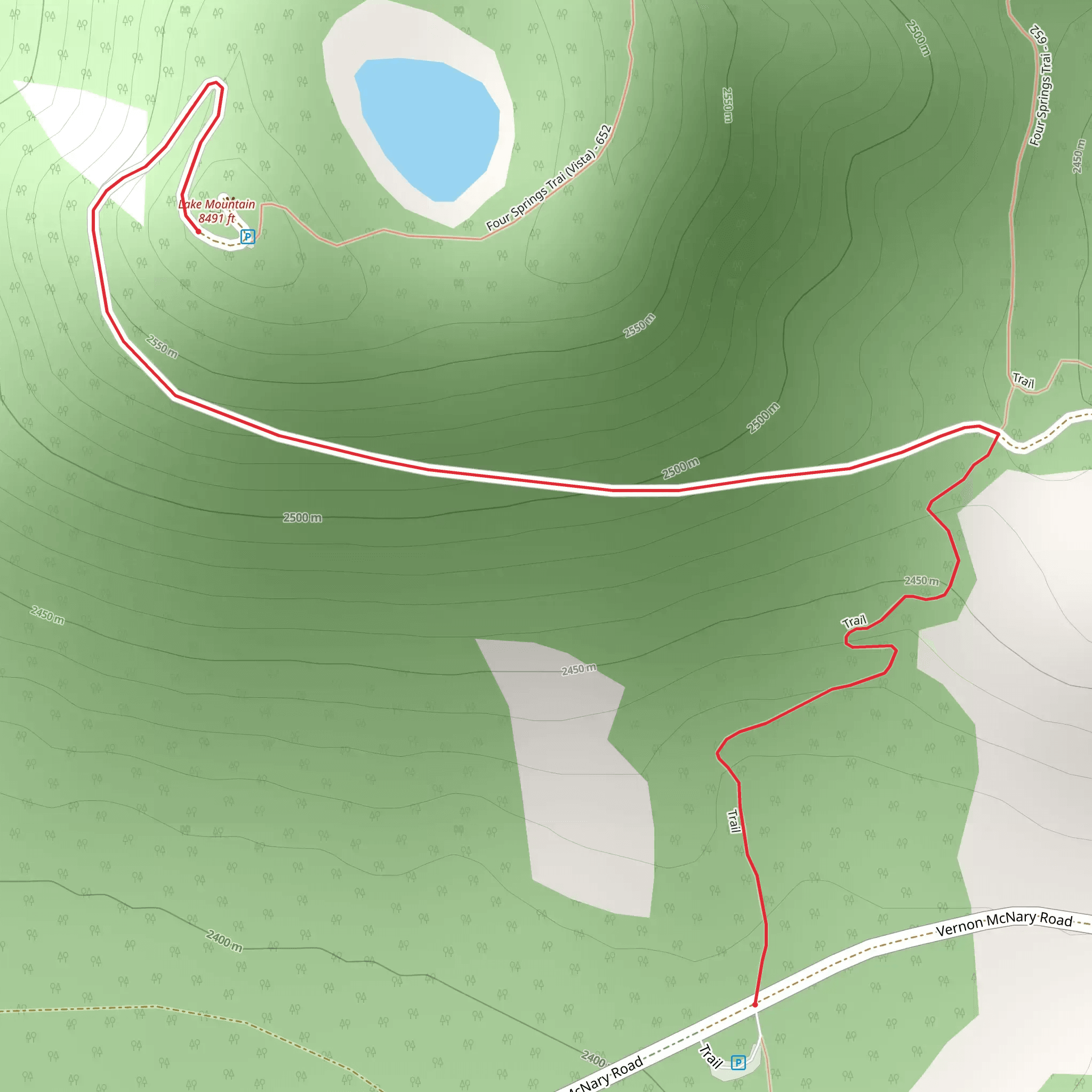 Lake Mountain via Los Burros Trail mobile static map