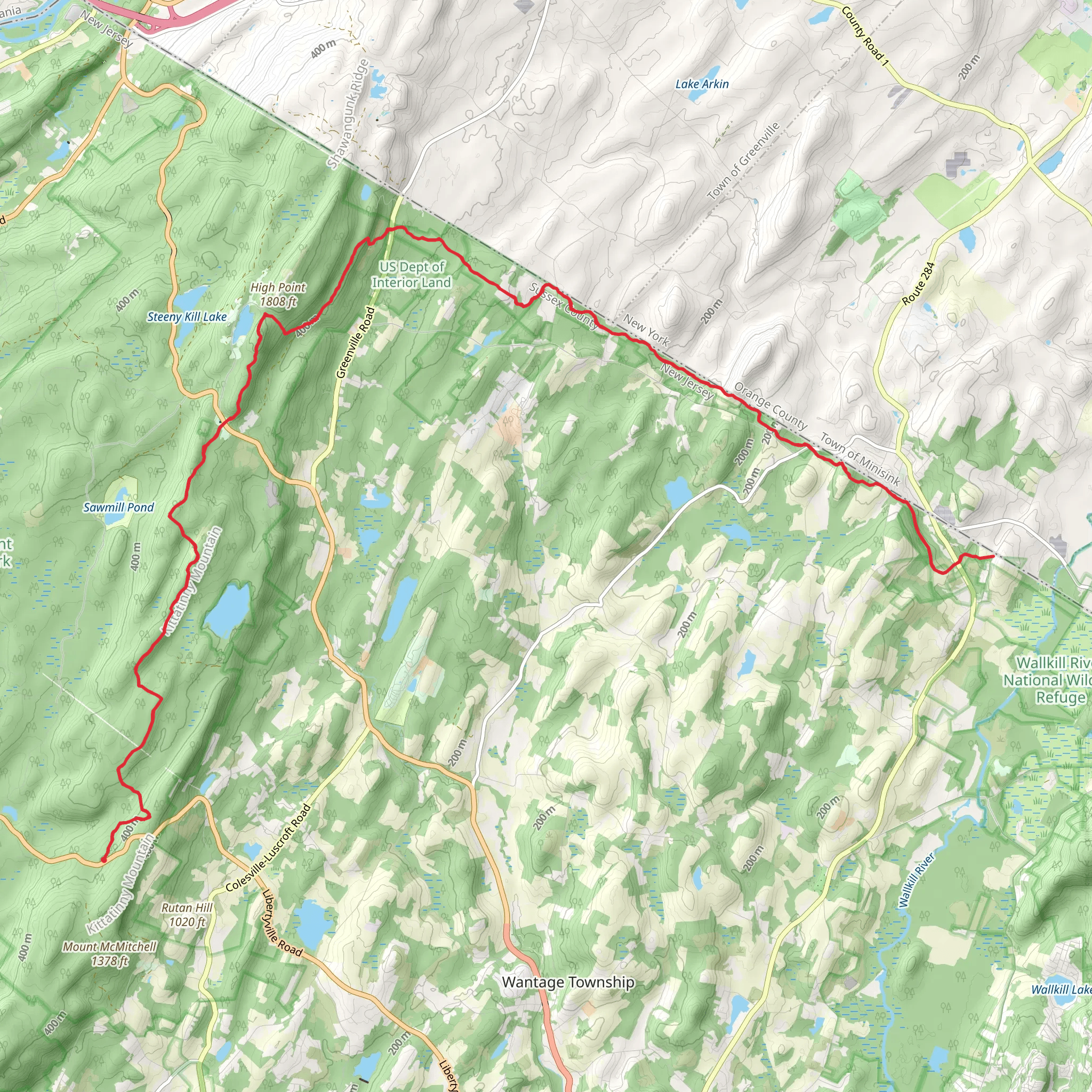 Iris Trail and NJ State Long Trail mobile static map