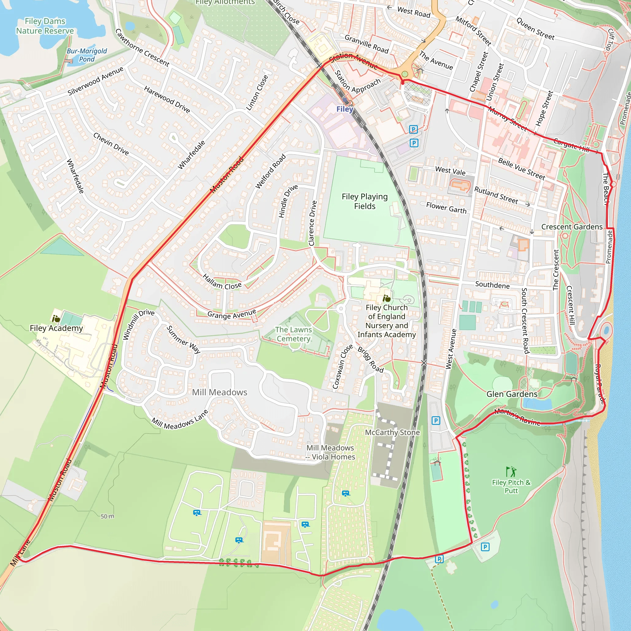 Muston Grange and Filey Pitch Loop mobile static map