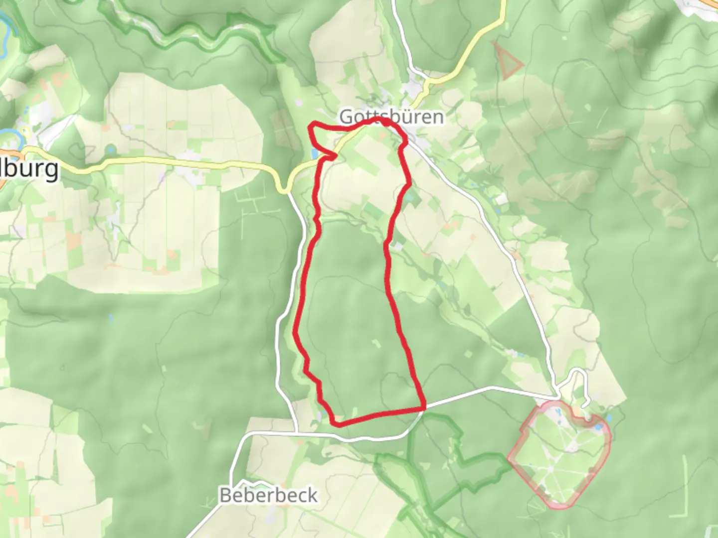 An image depicting the trail Donnebach Loop and its surrounding area.