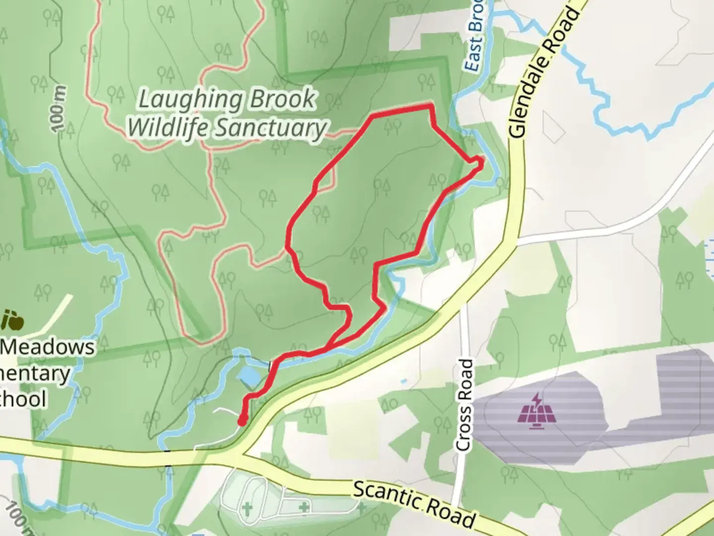 An image depicting the trail East Brook Loop via Mort and Helen Bates Trail and its surrounding area.