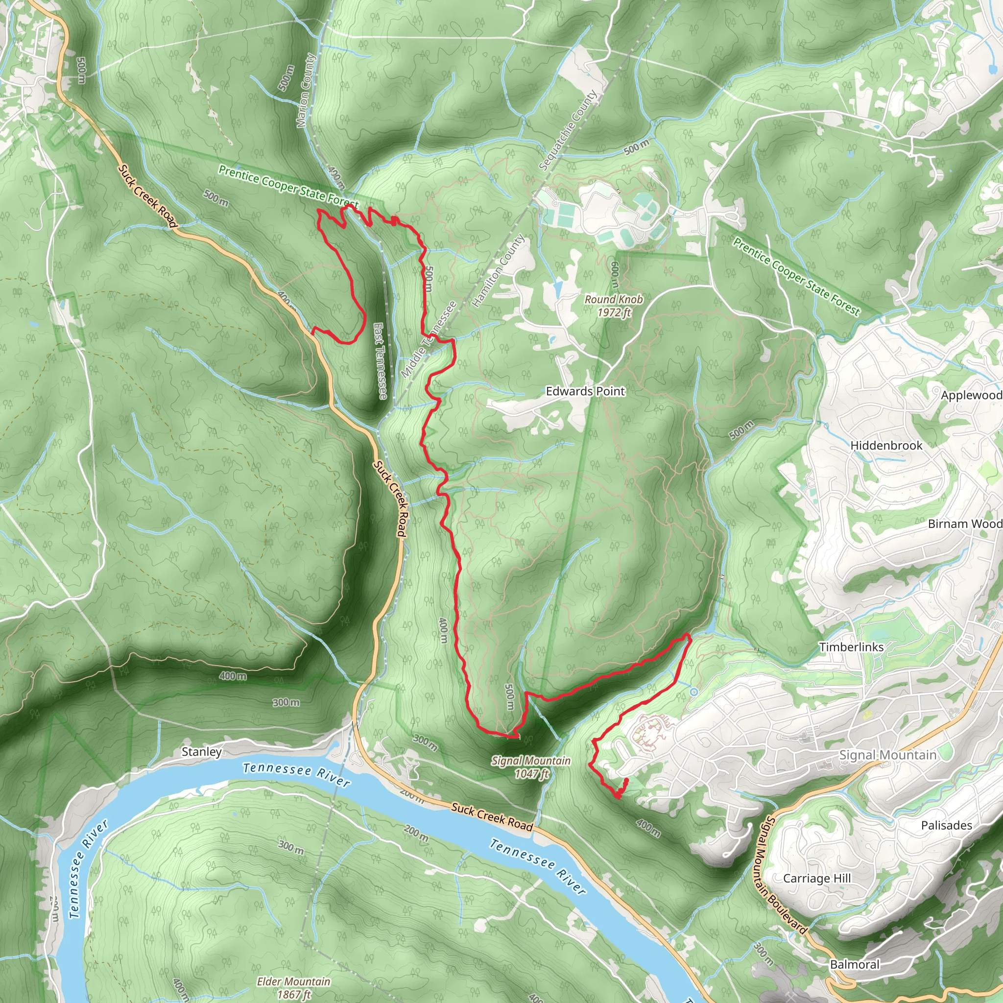 Signal Point Trail Out and Back mobile static map