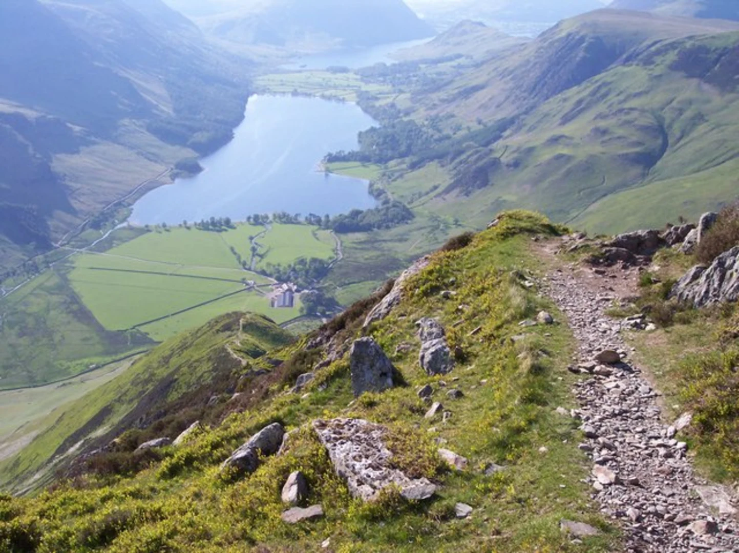 An image depicting the trail Great Gable from Seatoller to Seathwaite and its surrounding area.