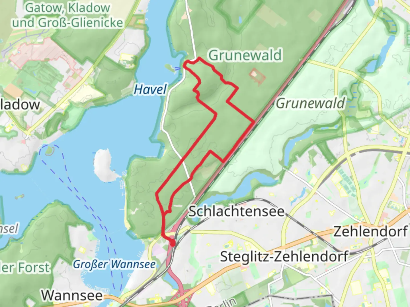 An image depicting the trail Havelberg via Kronprinzessinnenweg and its surrounding area.
