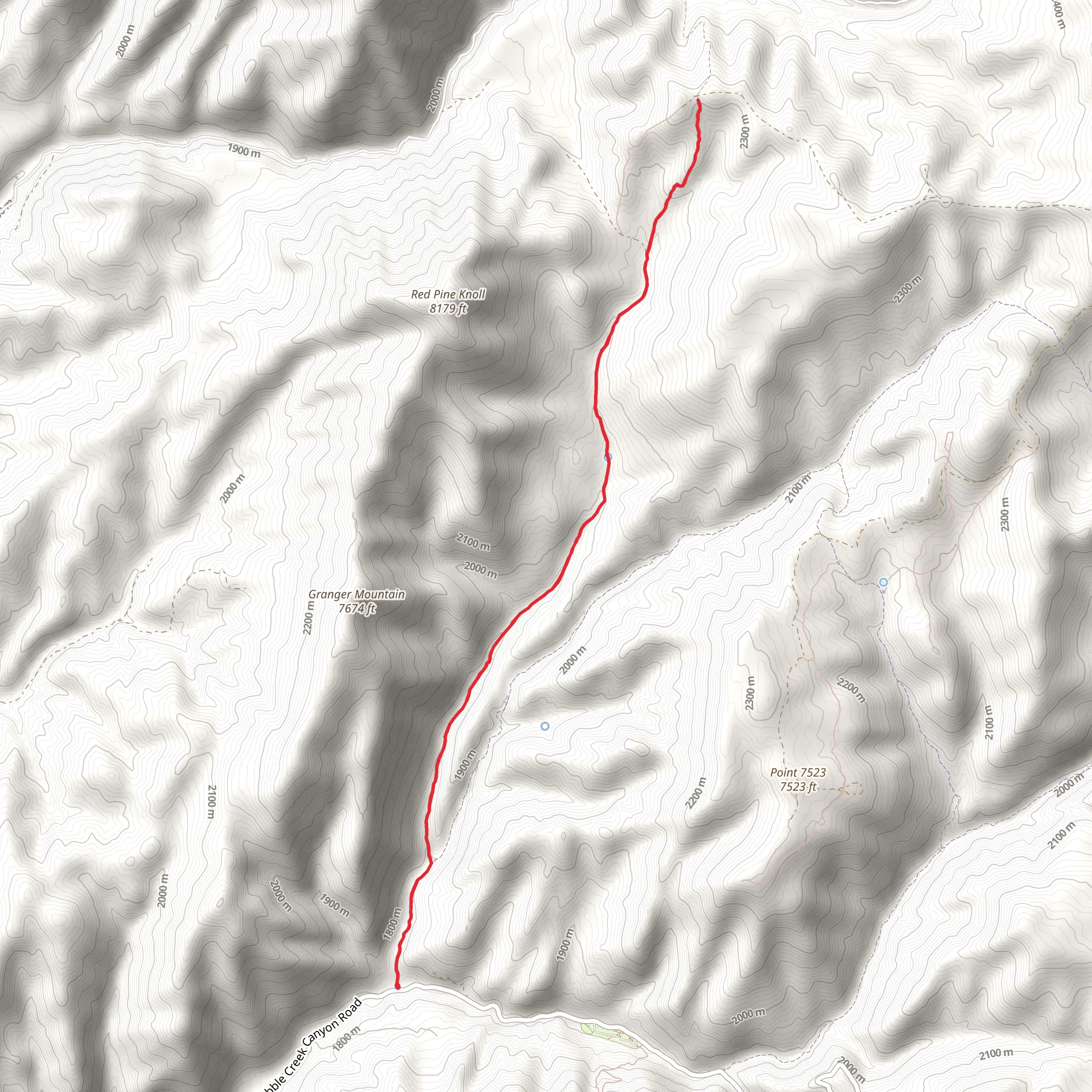 Dry Canyon Trail Out and Back mobile static map