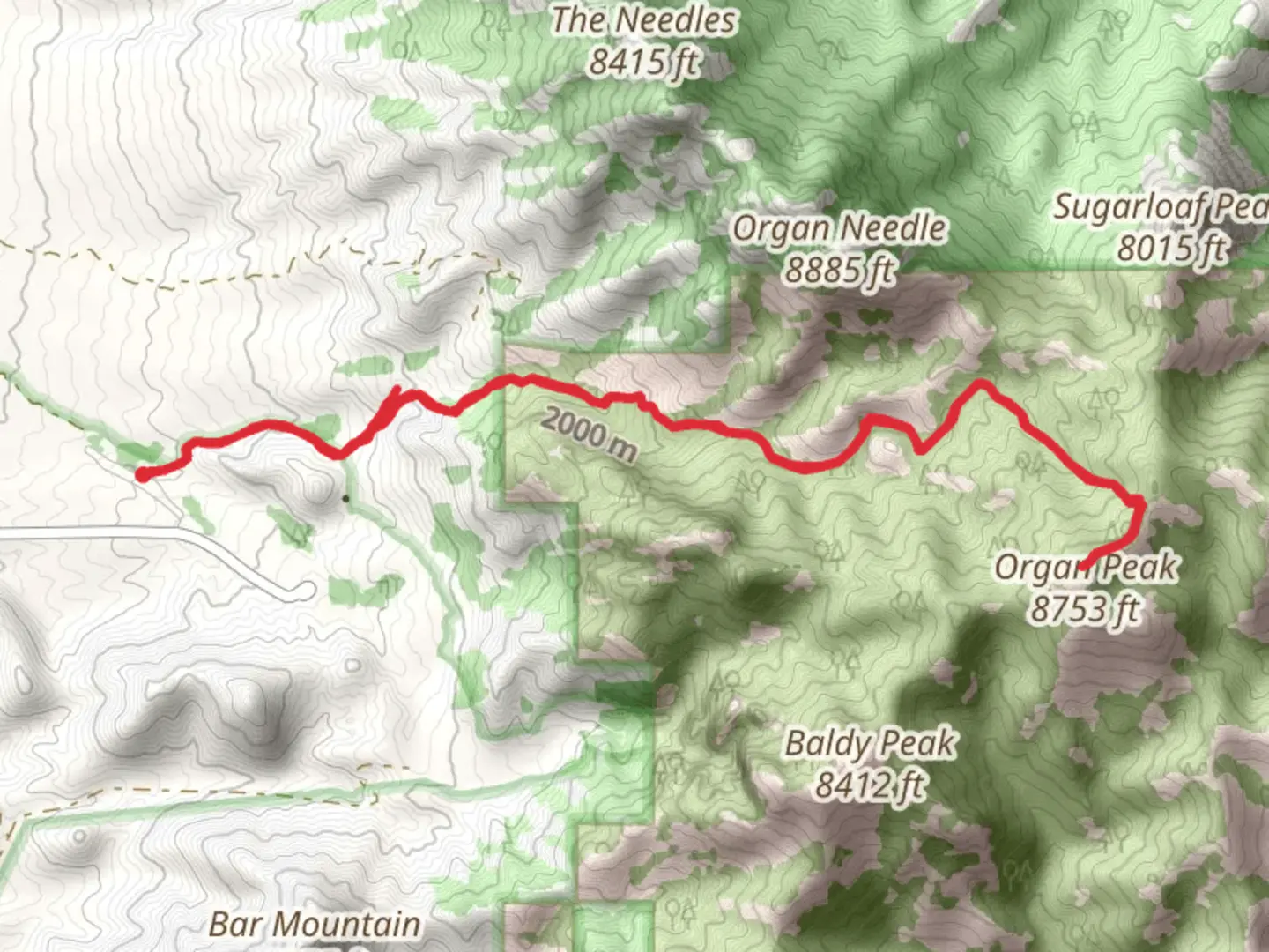 An image depicting the trail Fillmore and Organ Peak Trail and its surrounding area.