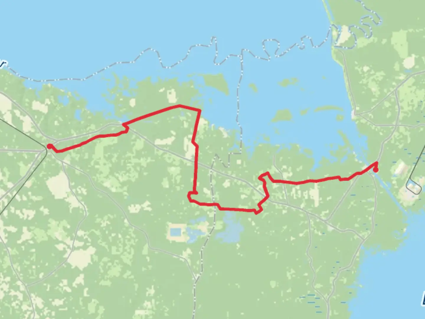 An image depicting the trail Palmetto Trail Eutaw Springs Passage - Diversion Canal and its surrounding area.