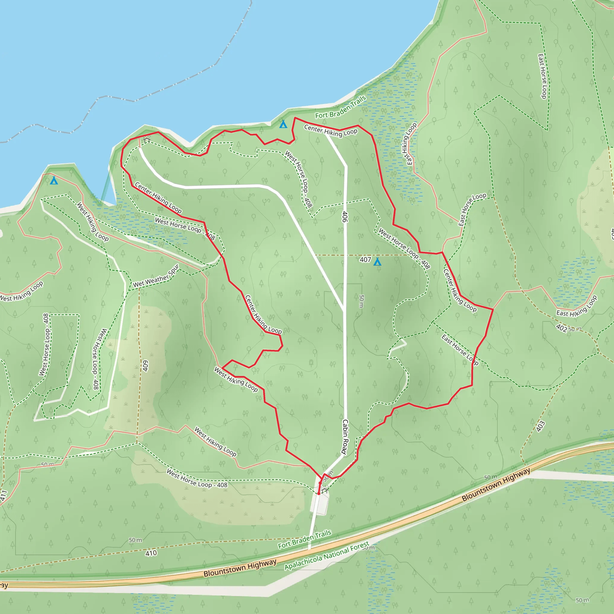 Center Hiking Loop mobile static map