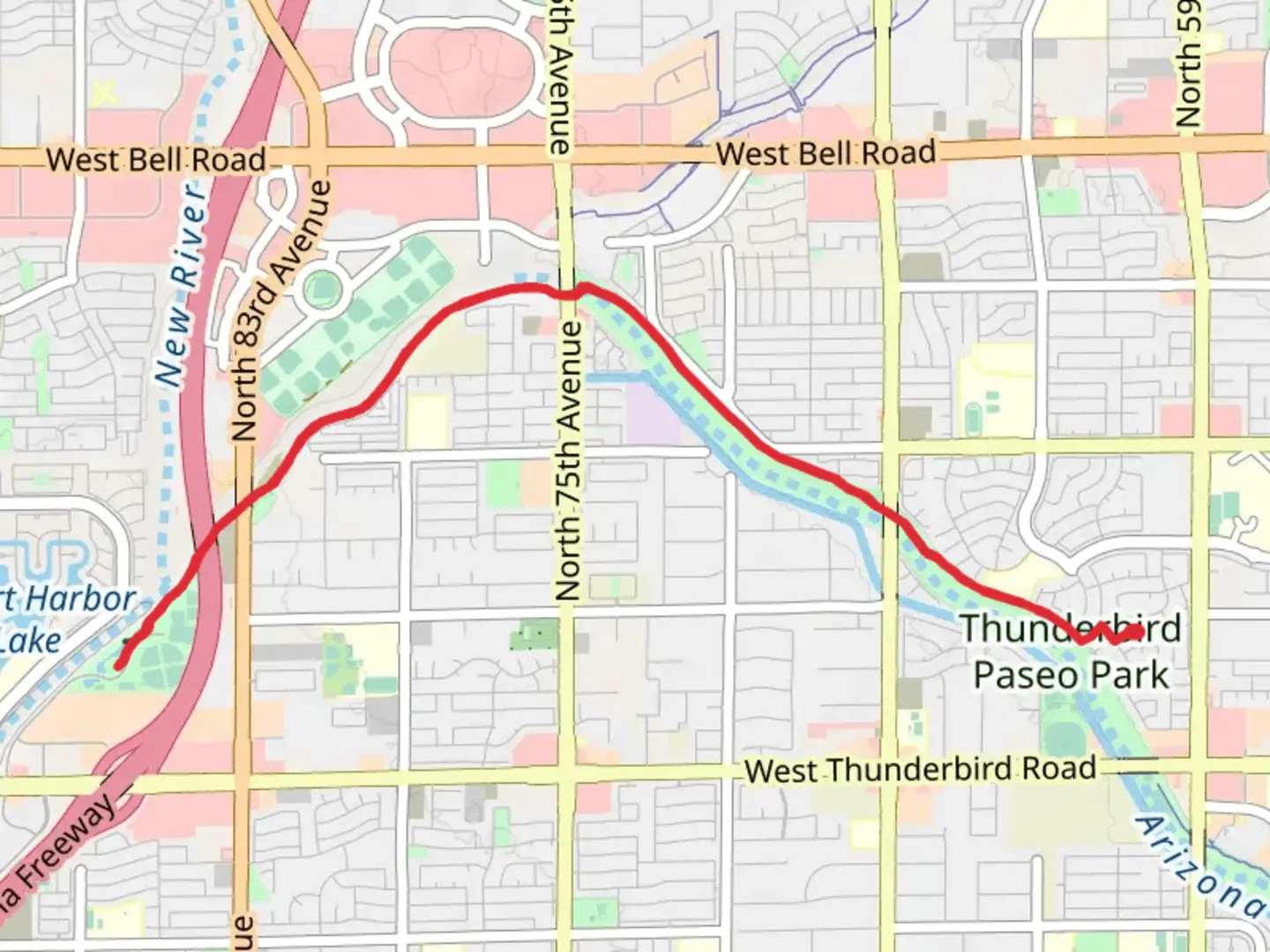 An image depicting the trail Arizona Diversion and Skunk Creek Trail and its surrounding area.