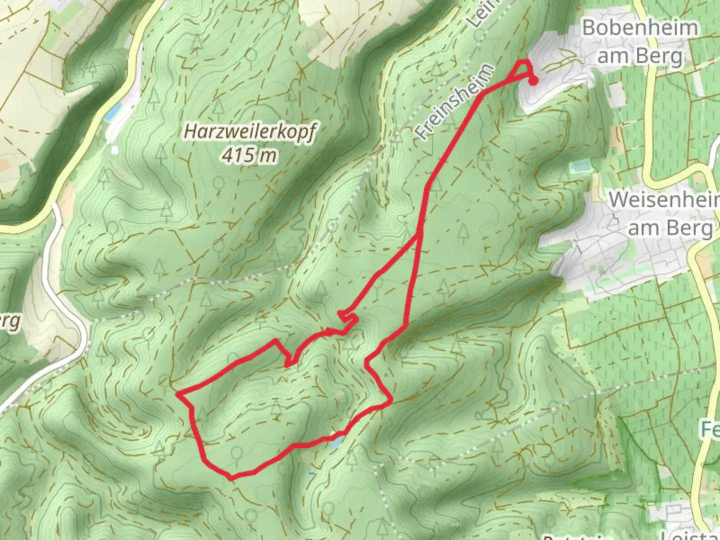 An image depicting the trail Ungeheuersee Loop via Pfaelzerwald Gruenes Kreuz and its surrounding area.