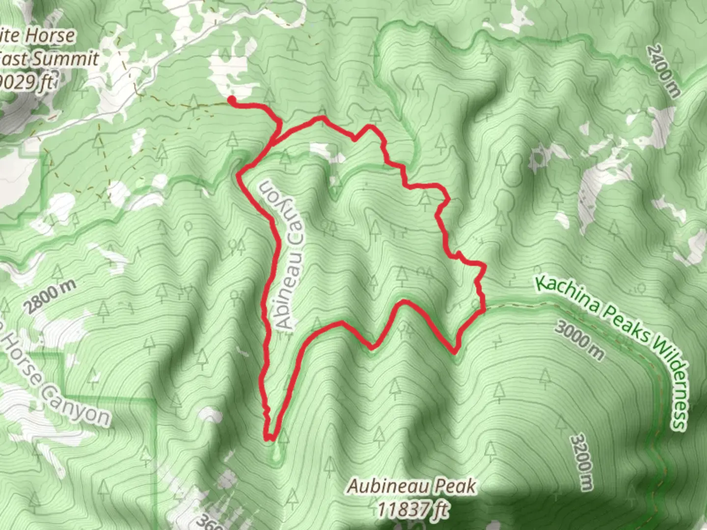 An image depicting the trail Abineau Trail and Bear Jaw Loop Trail and its surrounding area.