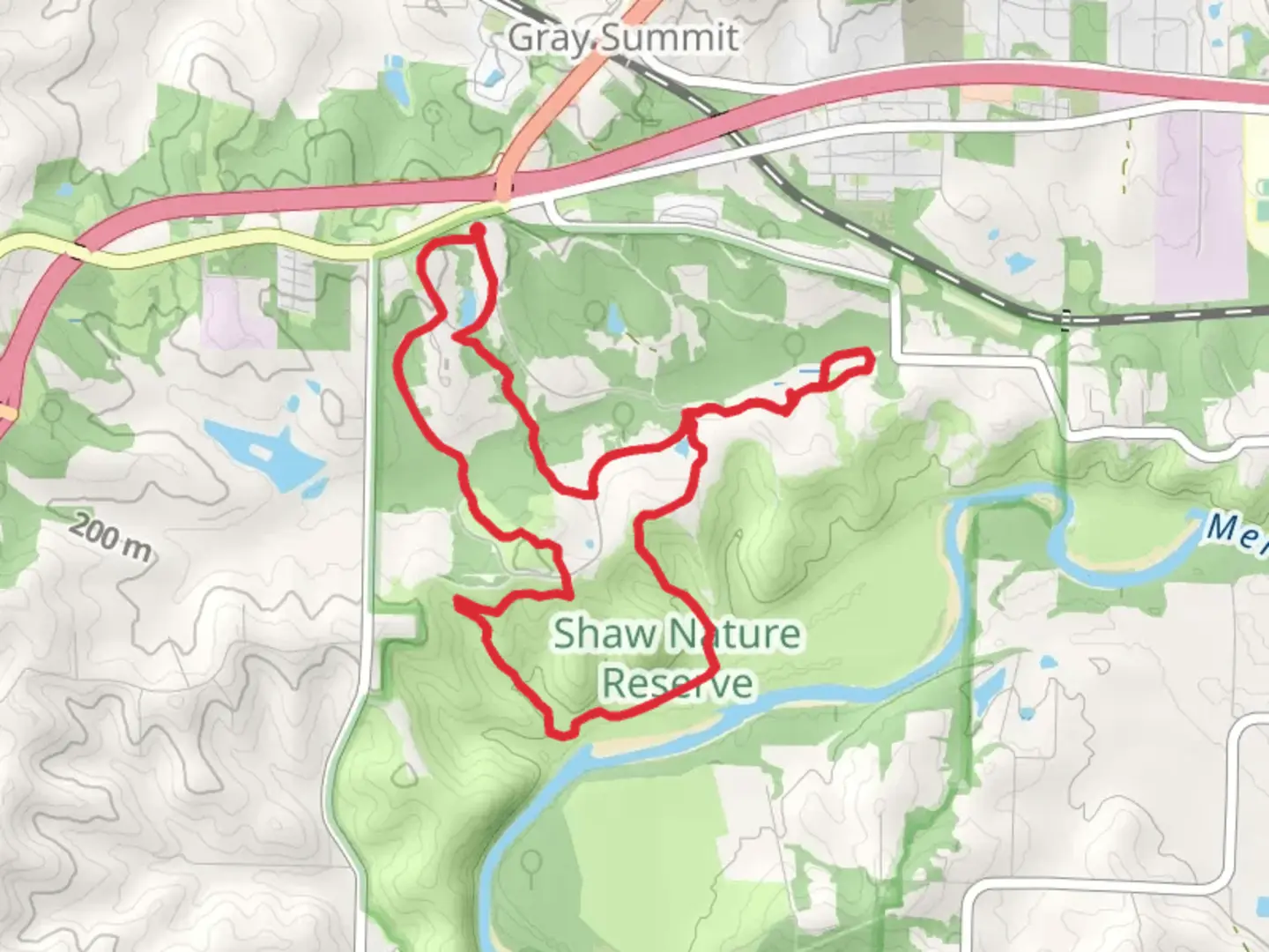An image depicting the trail Meramec River - Pinetum Lake Loop and its surrounding area.