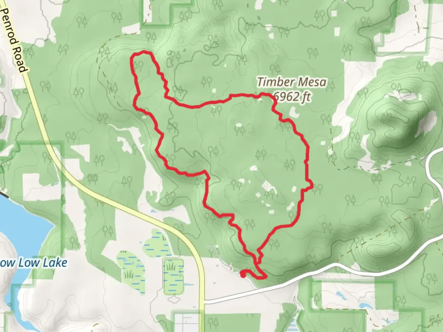 An image depicting the trail Timber Mesa Trail and its surrounding area.