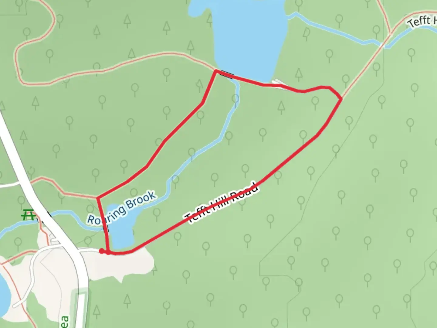 An image depicting the trail Upper Roaring Brook Handicapped Access Trail and Tefft Hill Road Loop and its surrounding area.