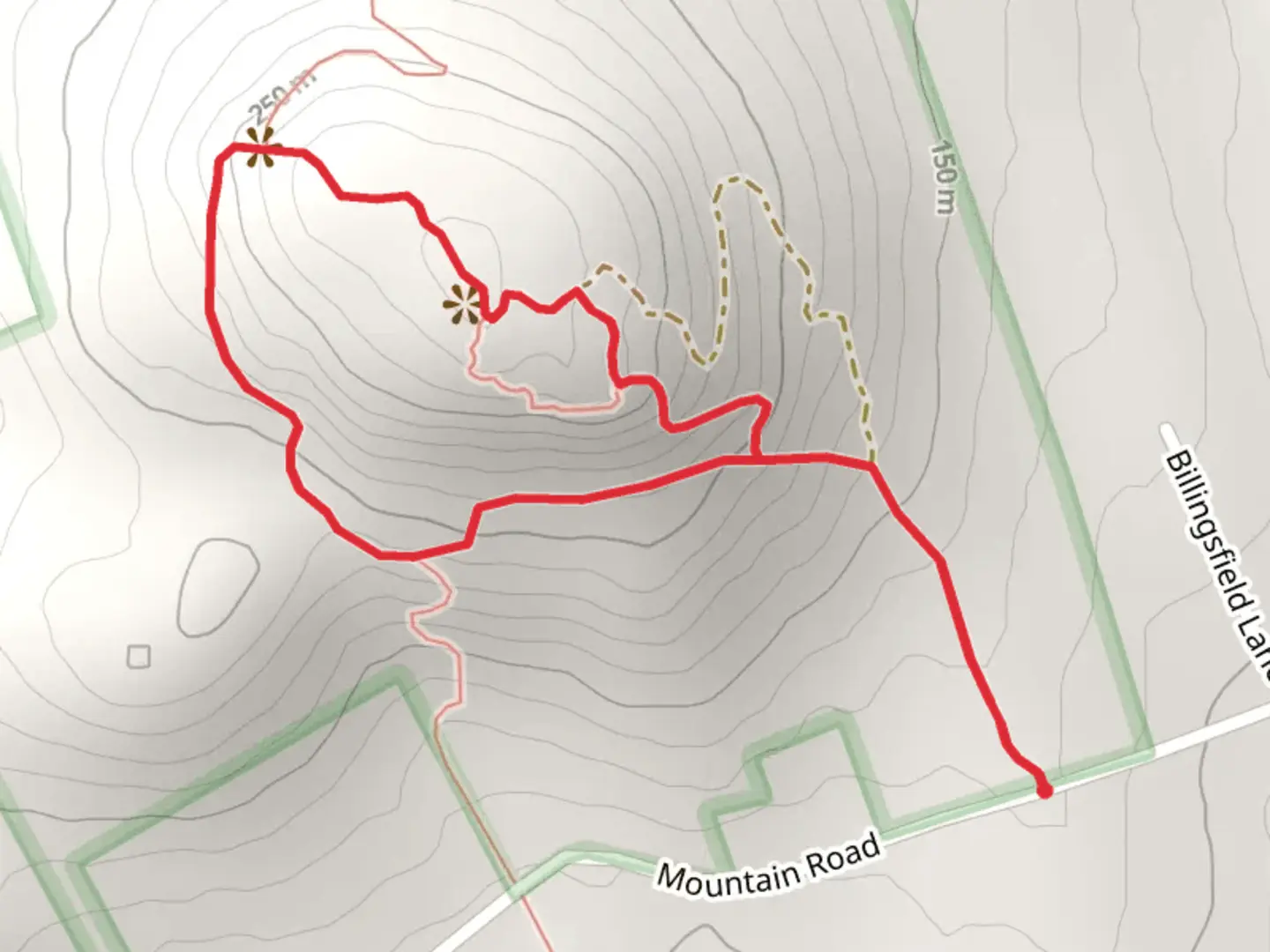An image depicting the trail Blue Hill Mountain Loop from Mountain Road and its surrounding area.