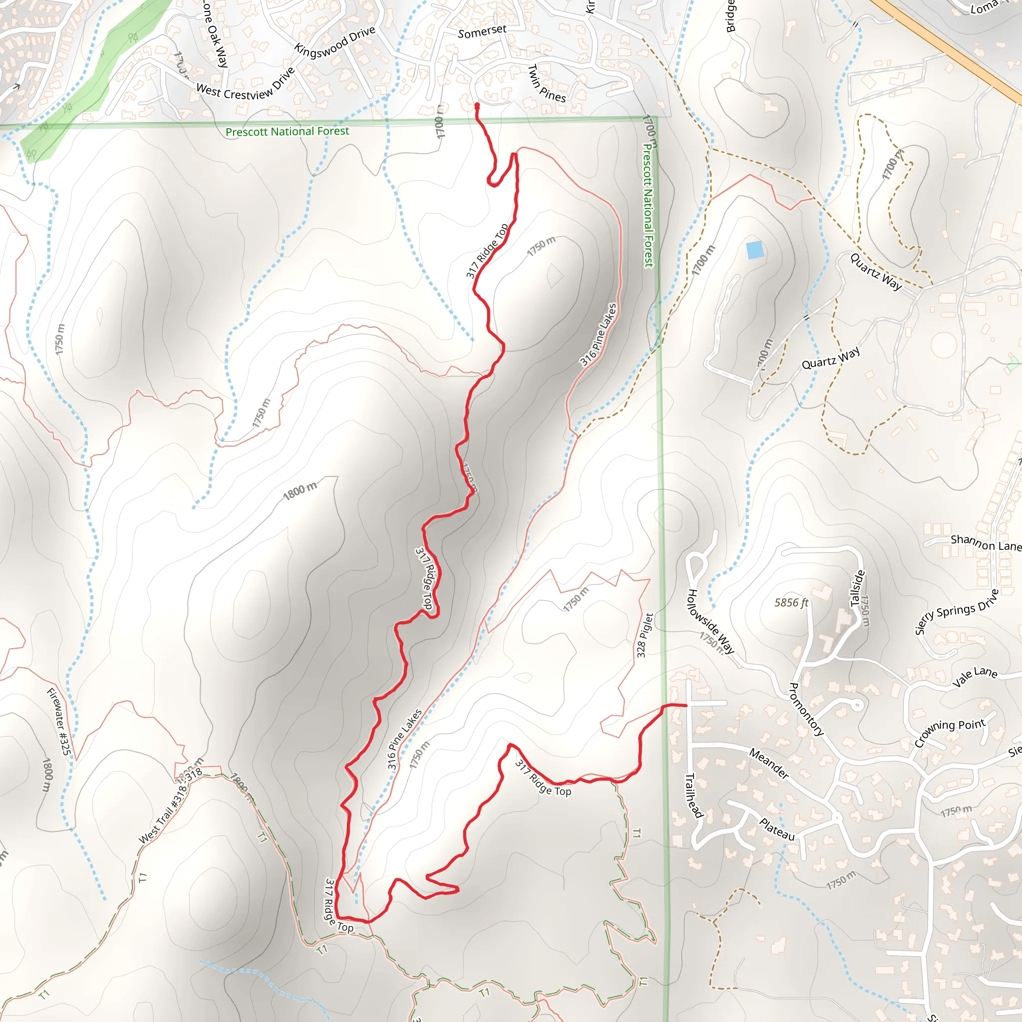 Ridge Top Trail mobile static map