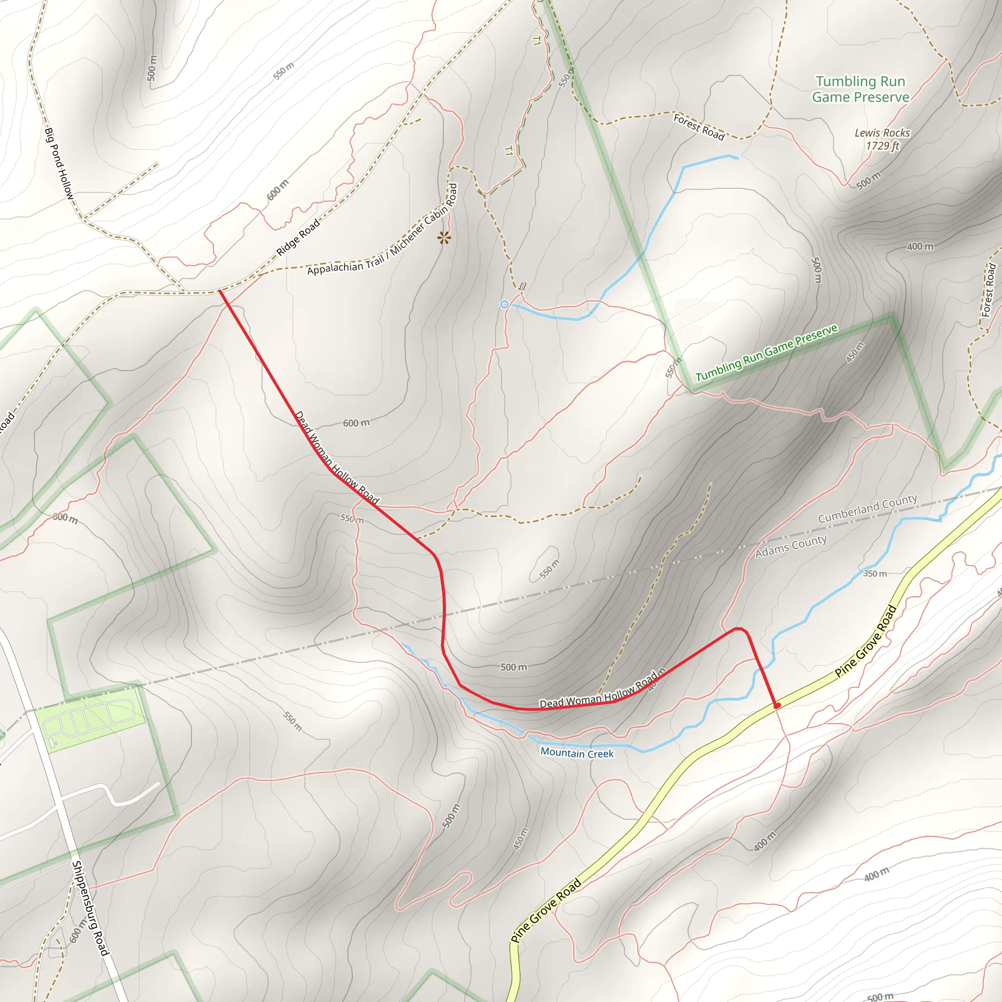 Mountain Creek from Pine Grove Road mobile static map