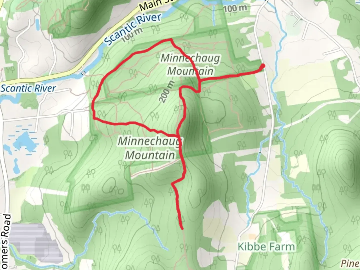 An image depicting the trail Minnechaug Mountain Loop and its surrounding area.