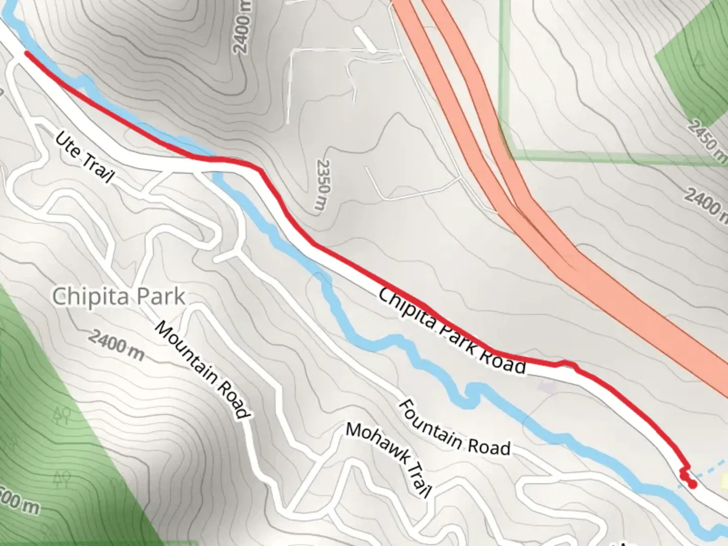 An image depicting the trail Ute Pass Trail Out and Back and its surrounding area.