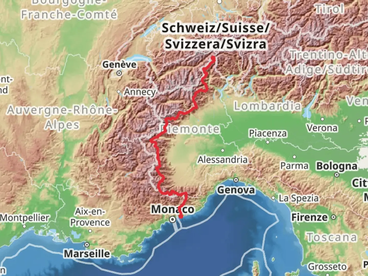An image depicting the trail Grande Traversata delle Alpi and its surrounding area.