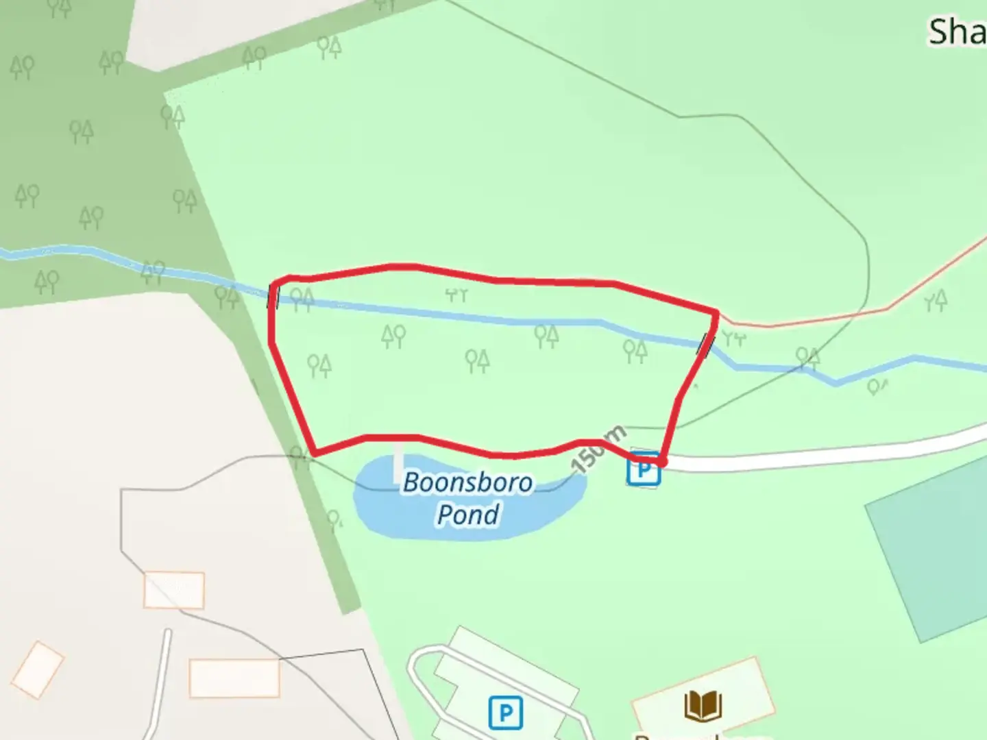 An image depicting the trail Shafer Park Loop Trail and its surrounding area.