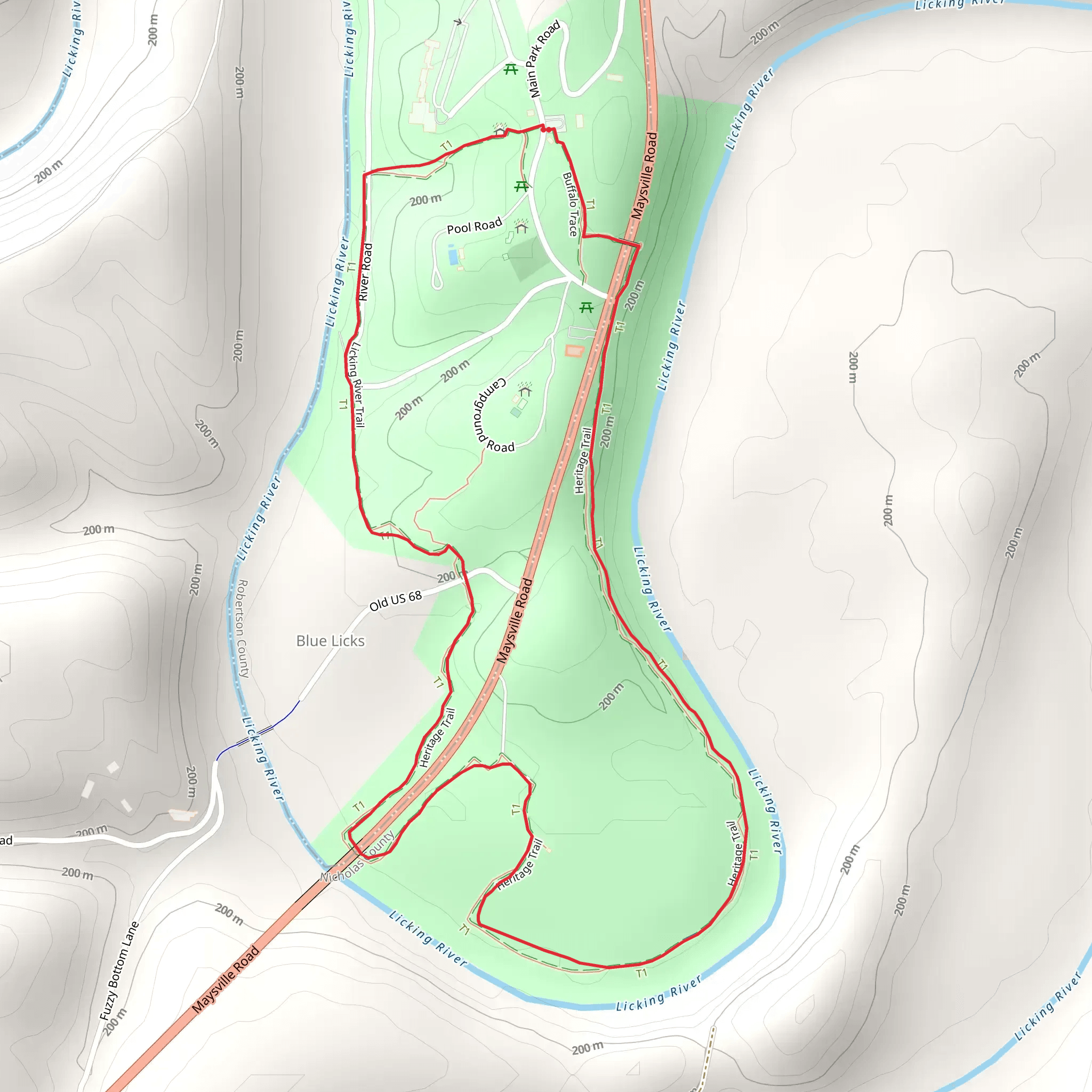 Heritage and Licking River Loop Trail mobile static map