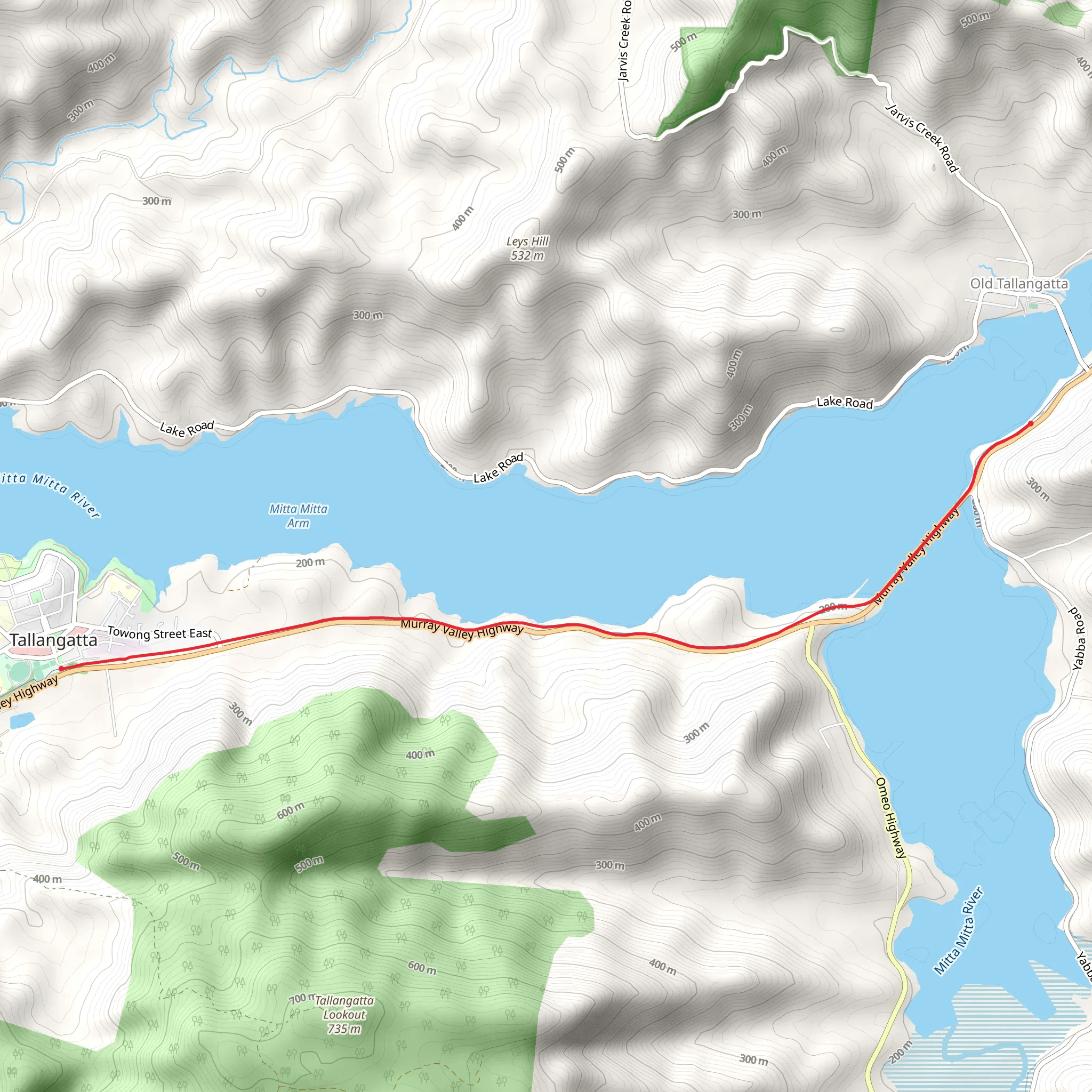 Tallangatta to Old Tallangatta Stroll Trail mobile static map
