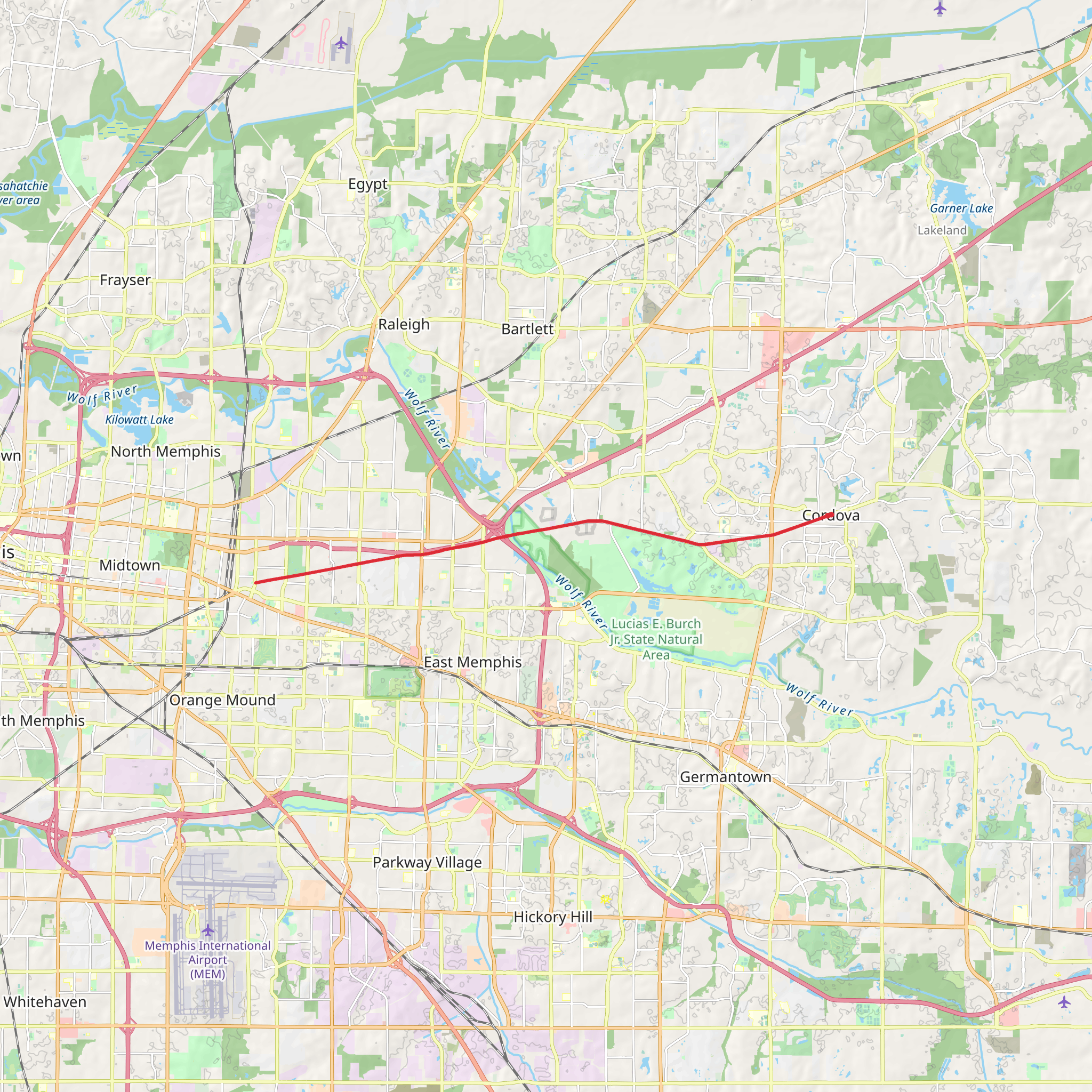 Shelby Farms Greenline mobile static map