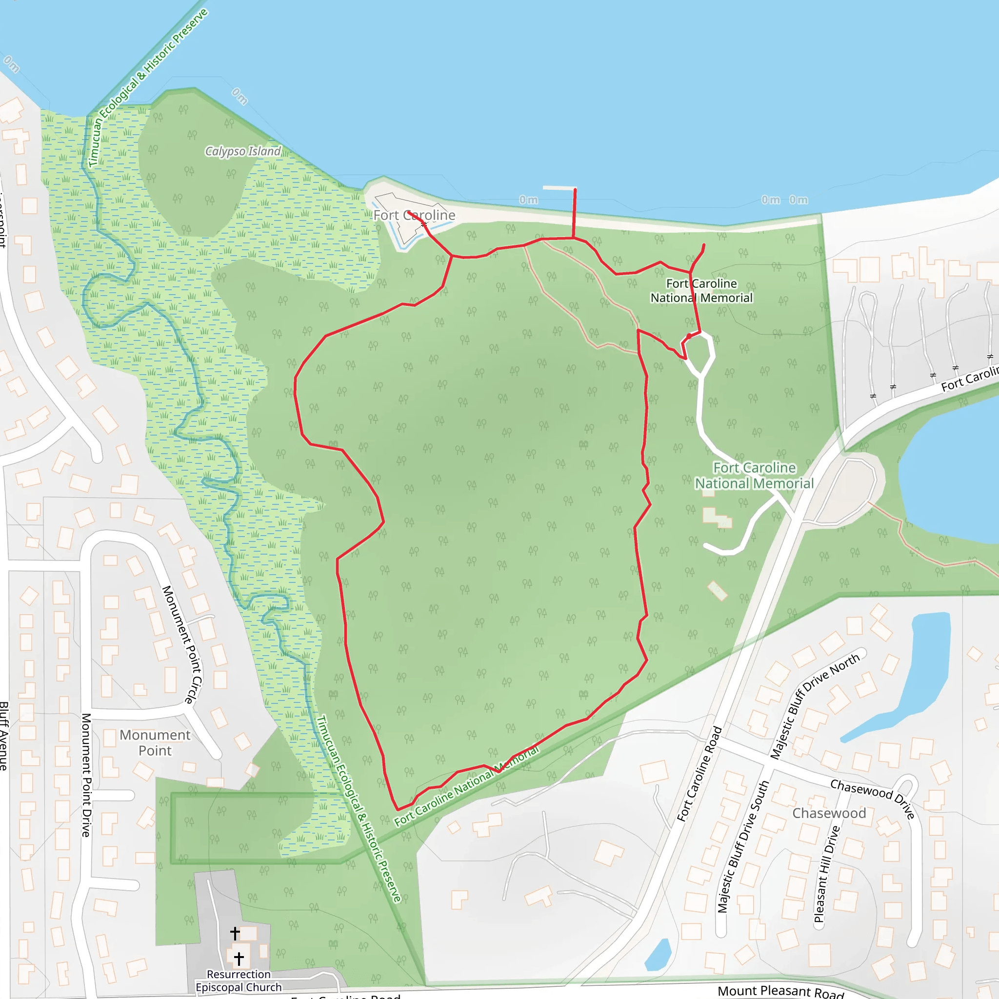 Fort Caroline Loop mobile static map