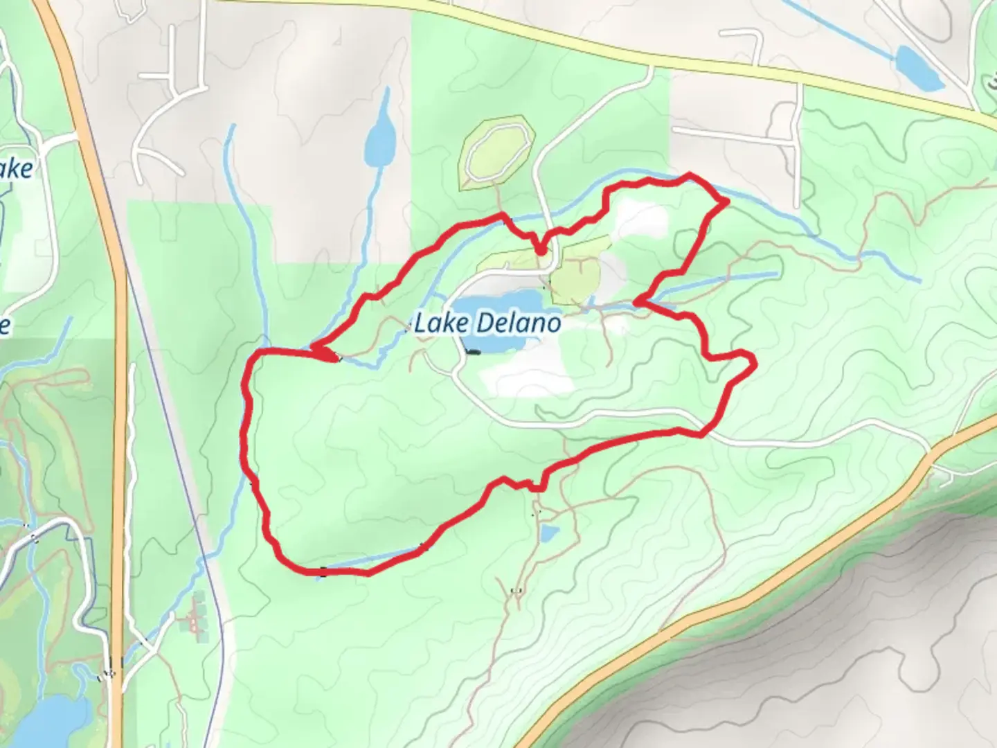 An image depicting the trail Delano Trail and Mountain Creek Nature Trail Loop and its surrounding area.