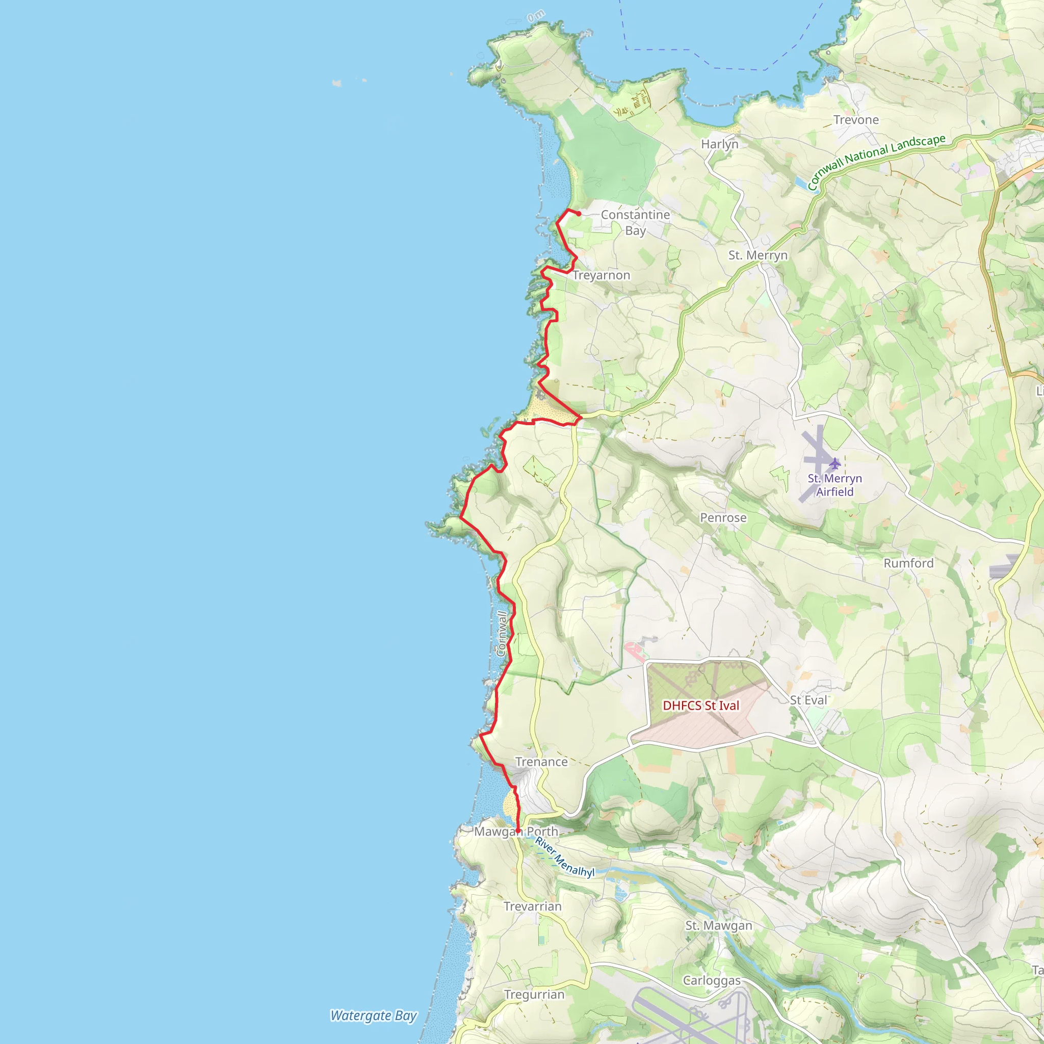 Constantine Bay to Mawgan Porth Walk mobile static map