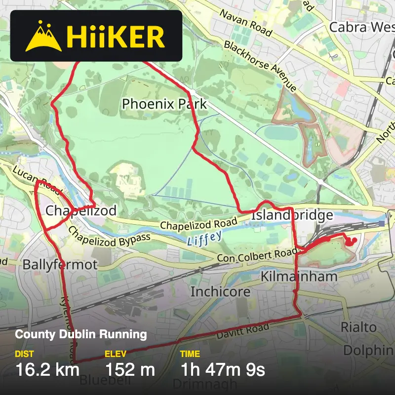 A map preview of the recording County Dublin Running.