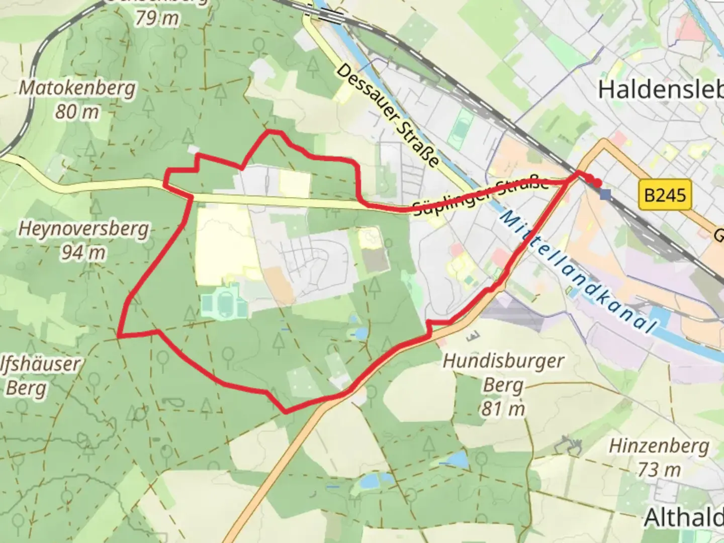 An image depicting the trail Haldensleben Loop and its surrounding area.