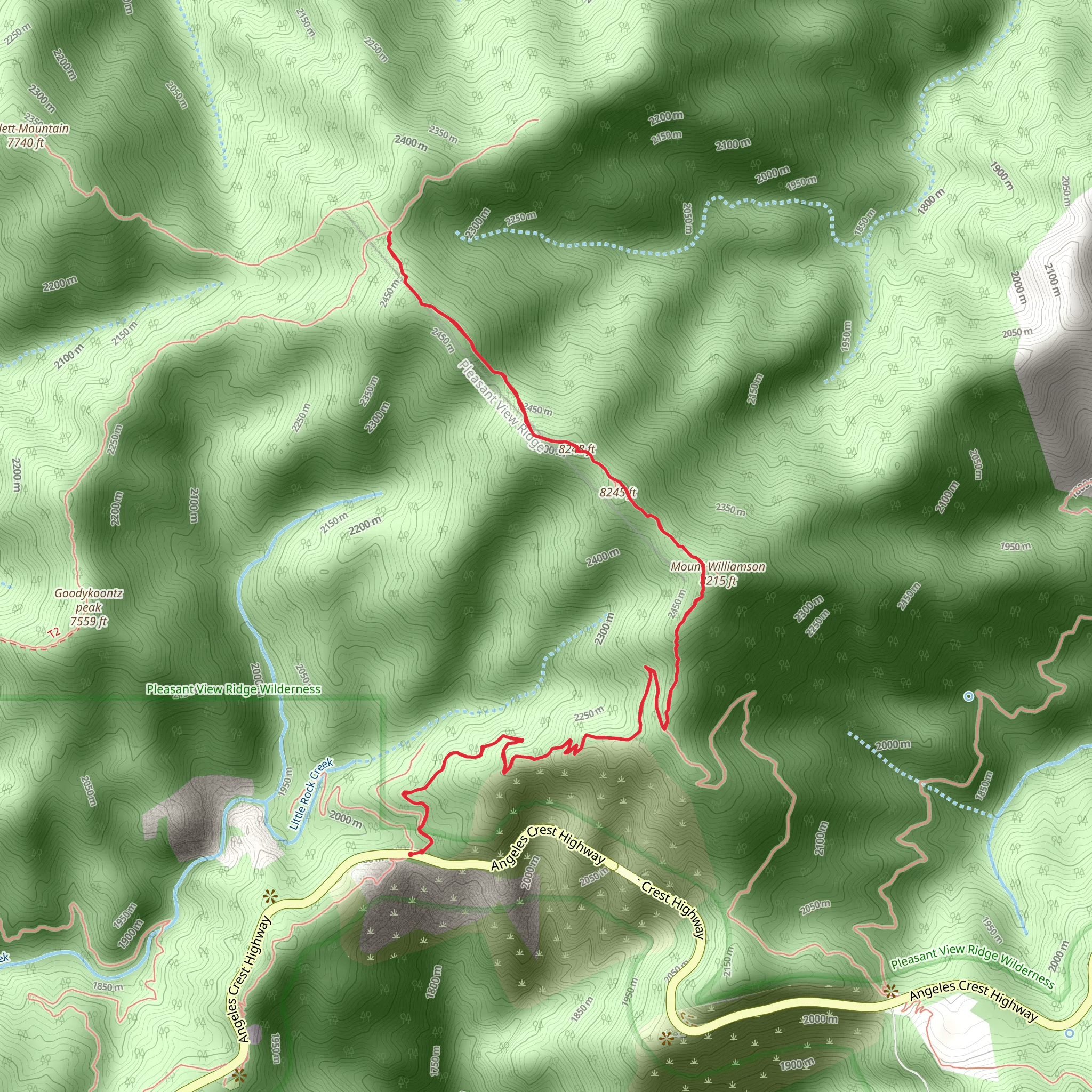 Mount Williamson and Pleasant View Ridge mobile static map