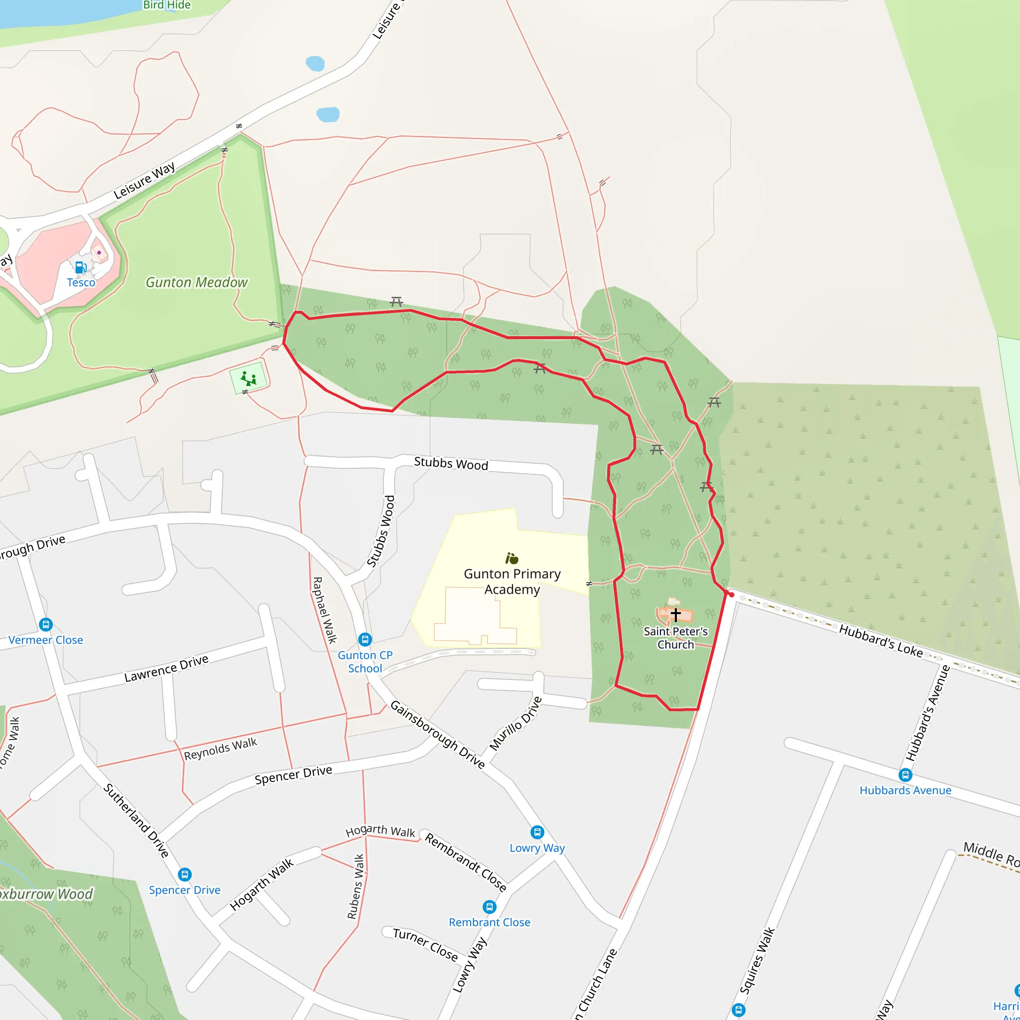 Gunton Wood Loop mobile static map