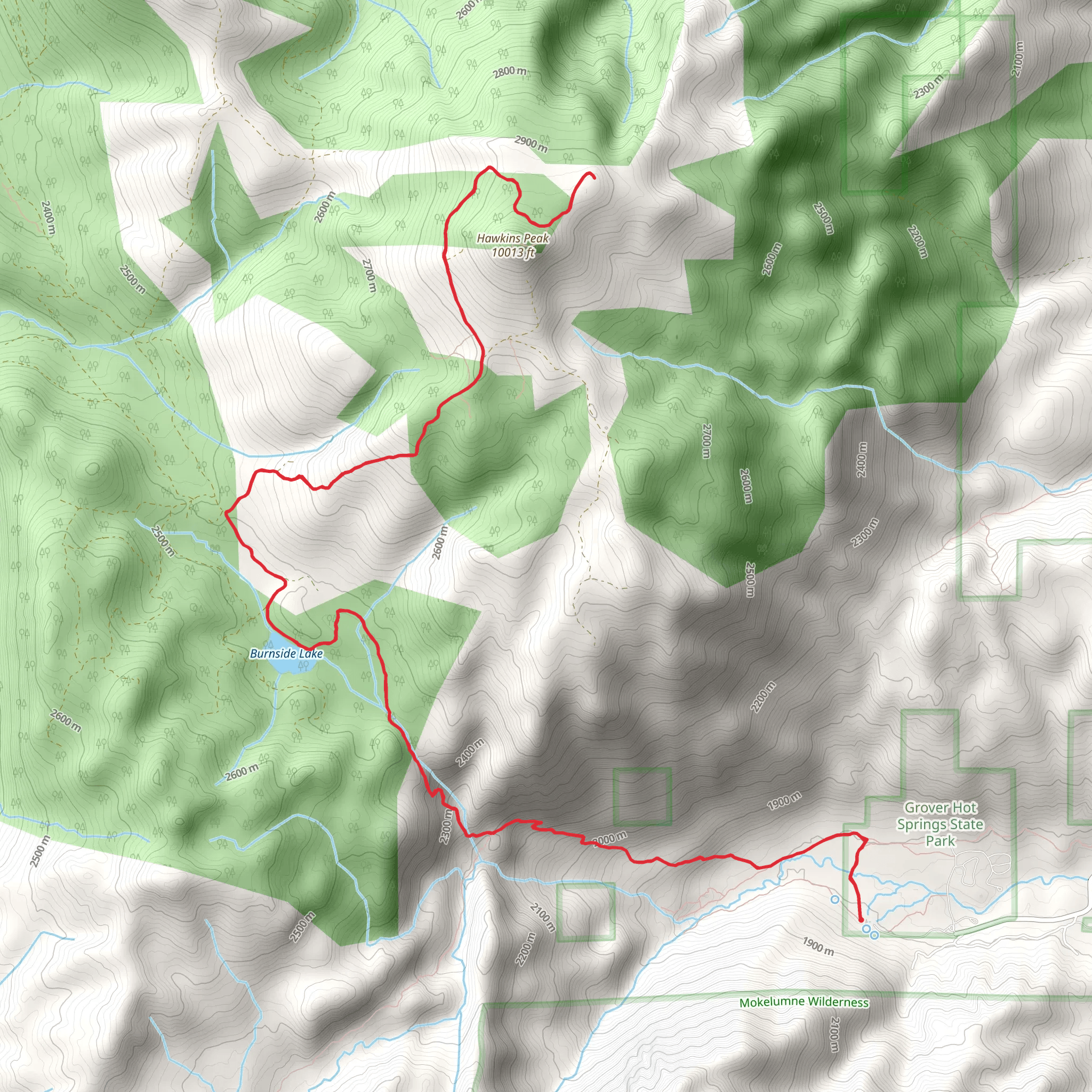Hawkins Peak via Burnside Lake Trail mobile static map