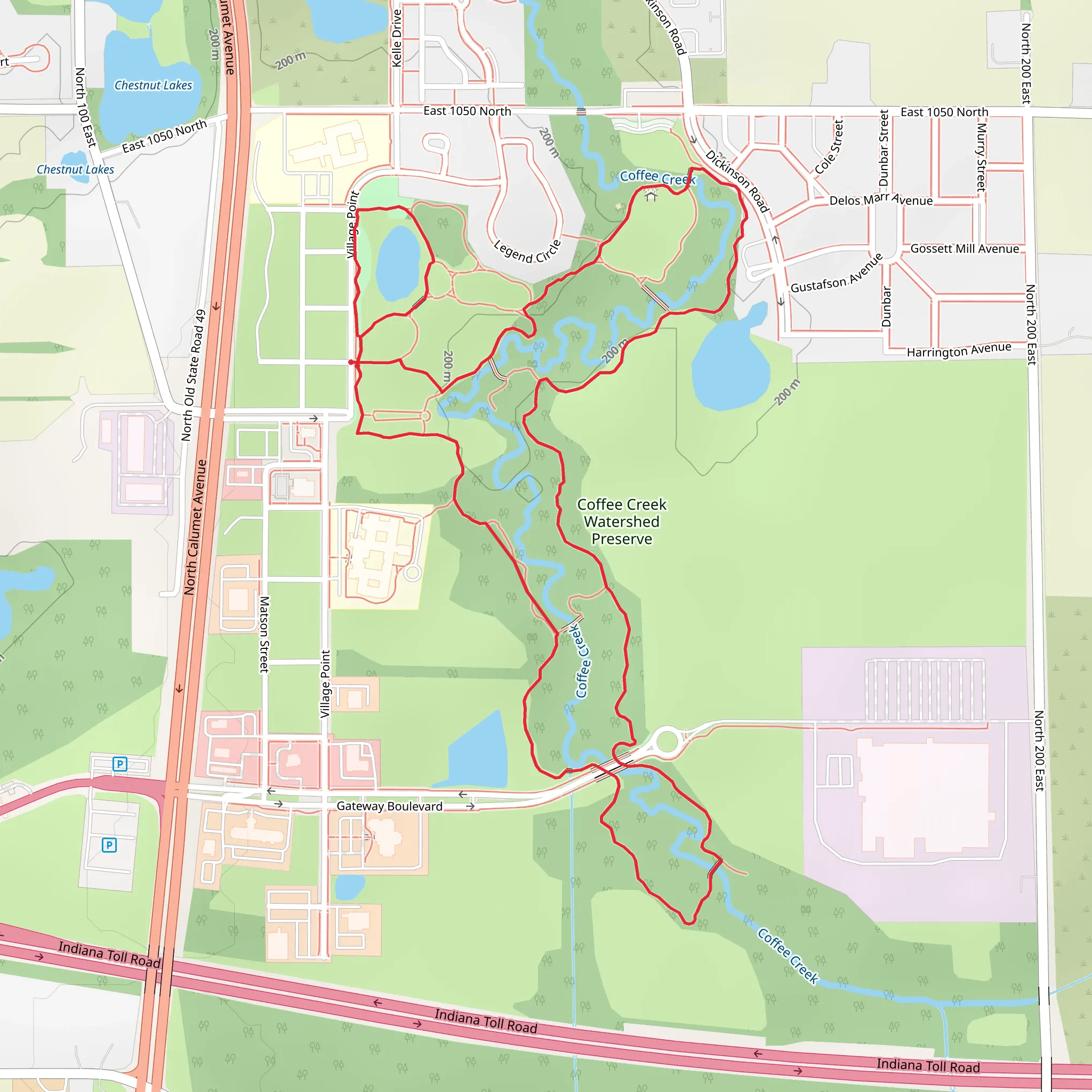 Coffee Creek Watershed Preserve Loop mobile static map