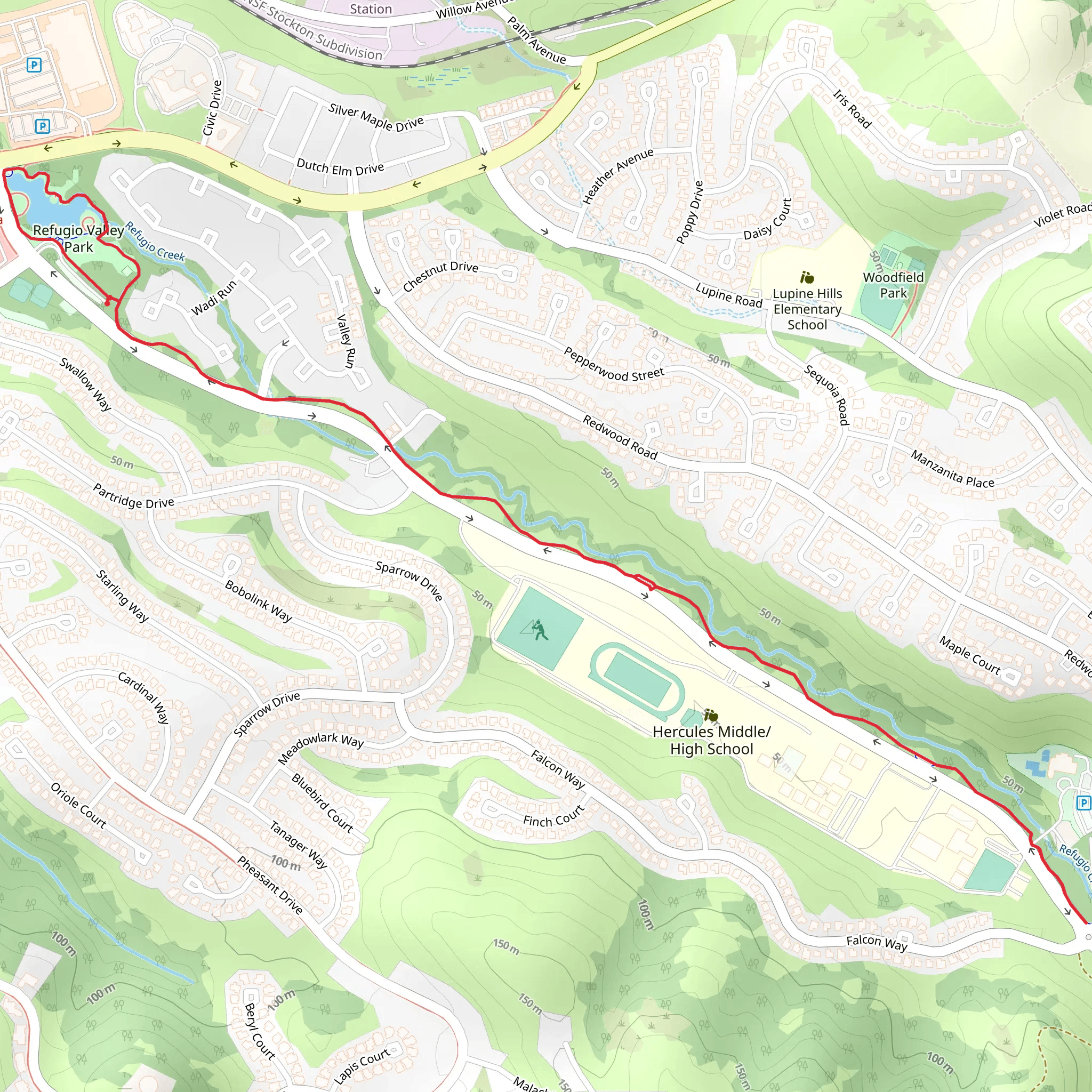 Refugio Lake and Creek Walk mobile static map
