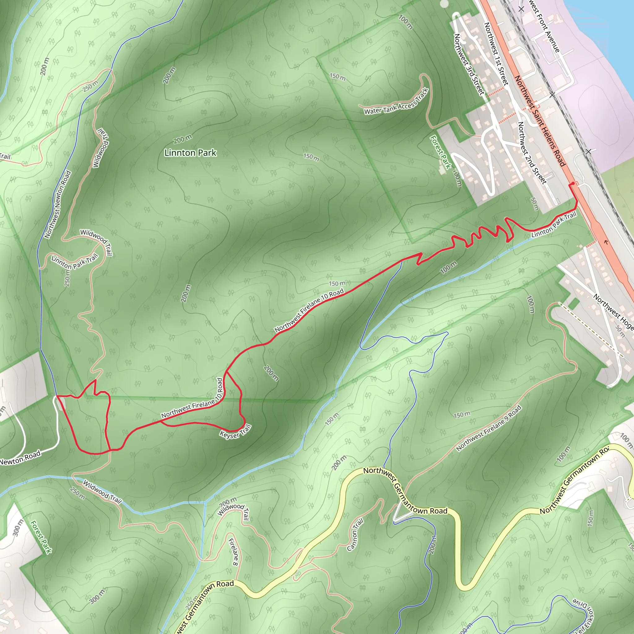 Northwest Firelane 10 Road Loop mobile static map