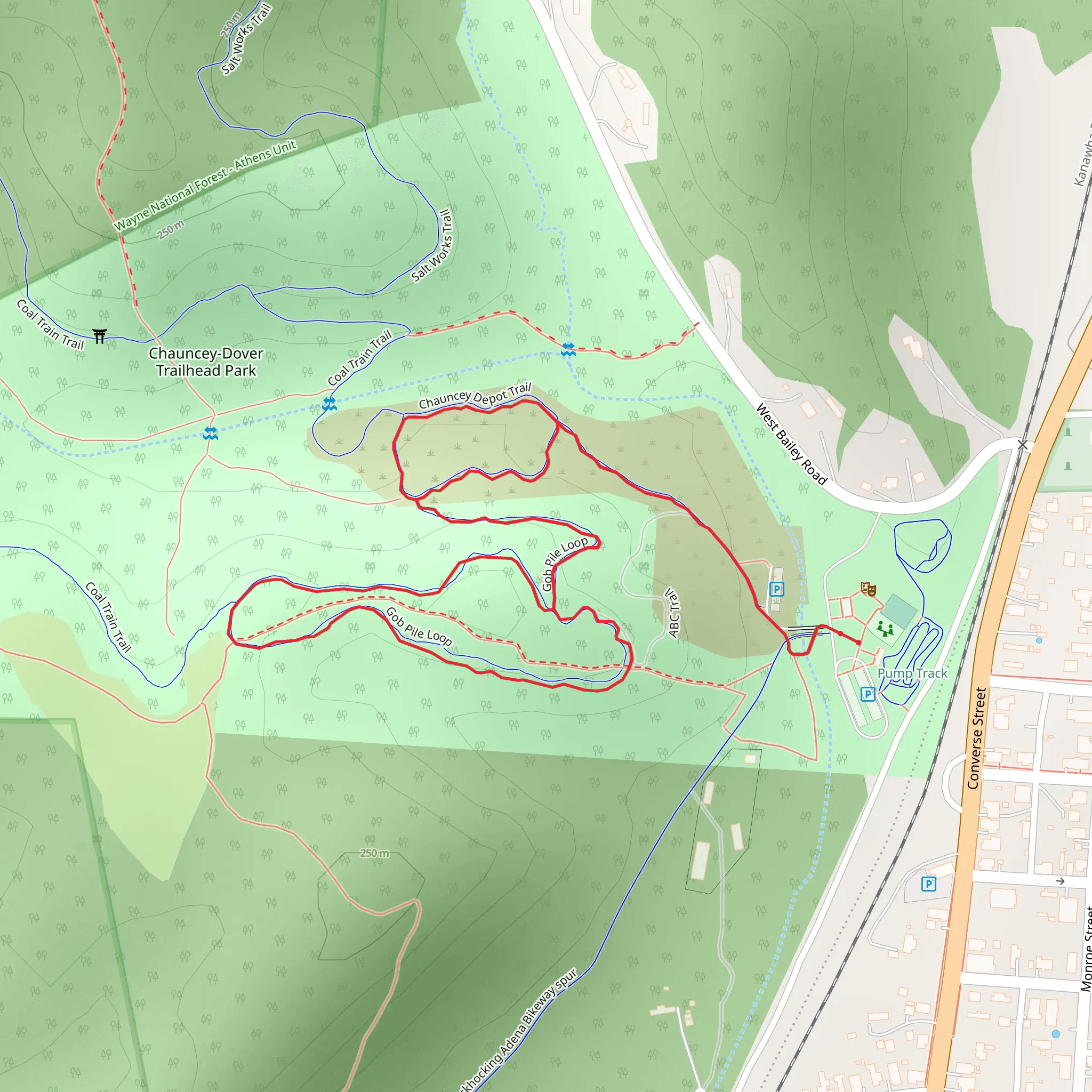 Gob Pile Loop via Chauncey Depot Trail - Long mobile static map